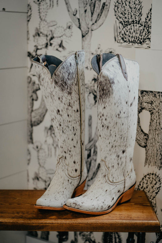{Size 8.5, WIDE Calf Width} 'Granizo Cafe' Tall Cowhide Boots by Liberty Black