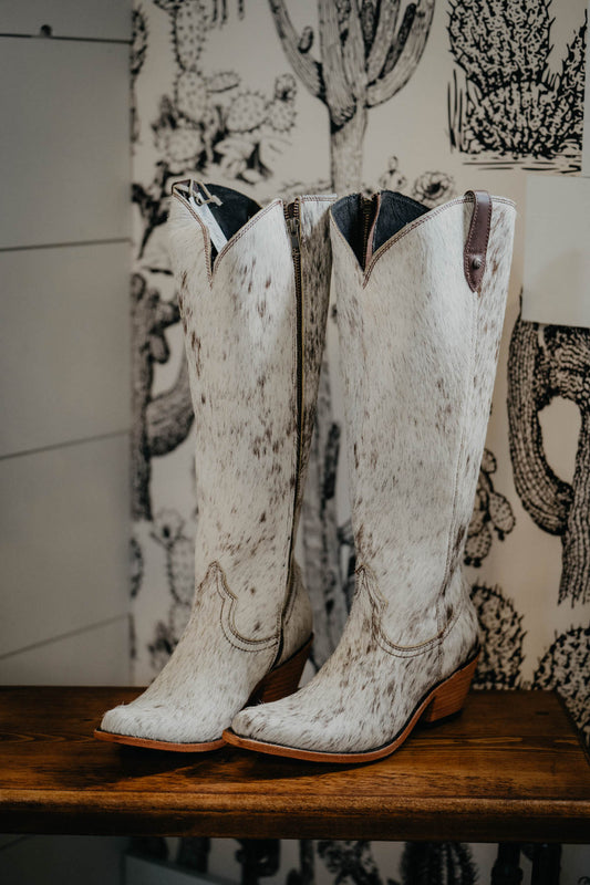 {Size 9, WIDE Calf Width} 'Granizo Cafe' Tall Cowhide Boots by Liberty Black