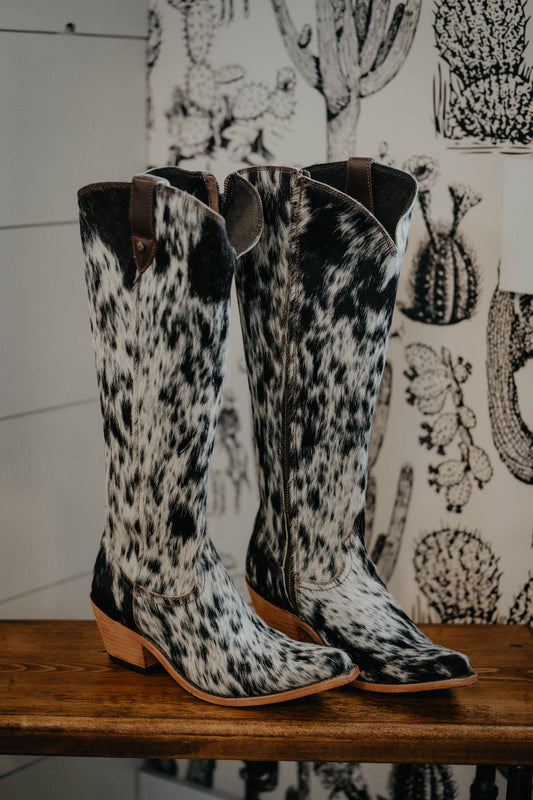 {Size 9, WIDE Calf Width} 'Granizo Cafe' Tall Cowhide Boots by Liberty Black