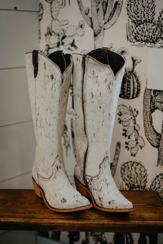 {Size 10, WIDE Calf Width} 'Granizo Cafe' Tall Cowhide Boots by Liberty Black