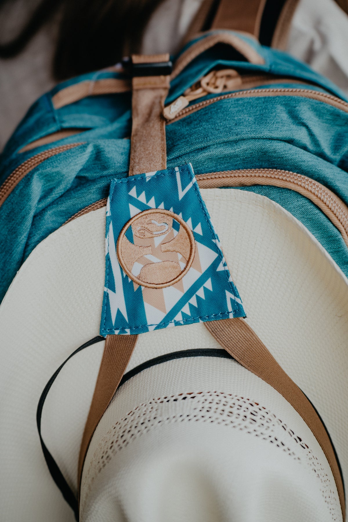 OX Hooey Backpack Teal/ Tan with Aztec Pattern