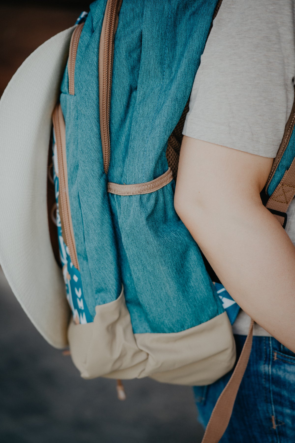 OX Hooey Backpack Teal/ Tan with Aztec Pattern