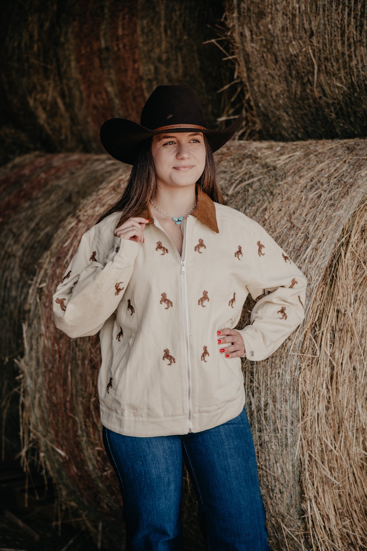 'Shae' Horse Embroidered Bomber Jacket (S-L)