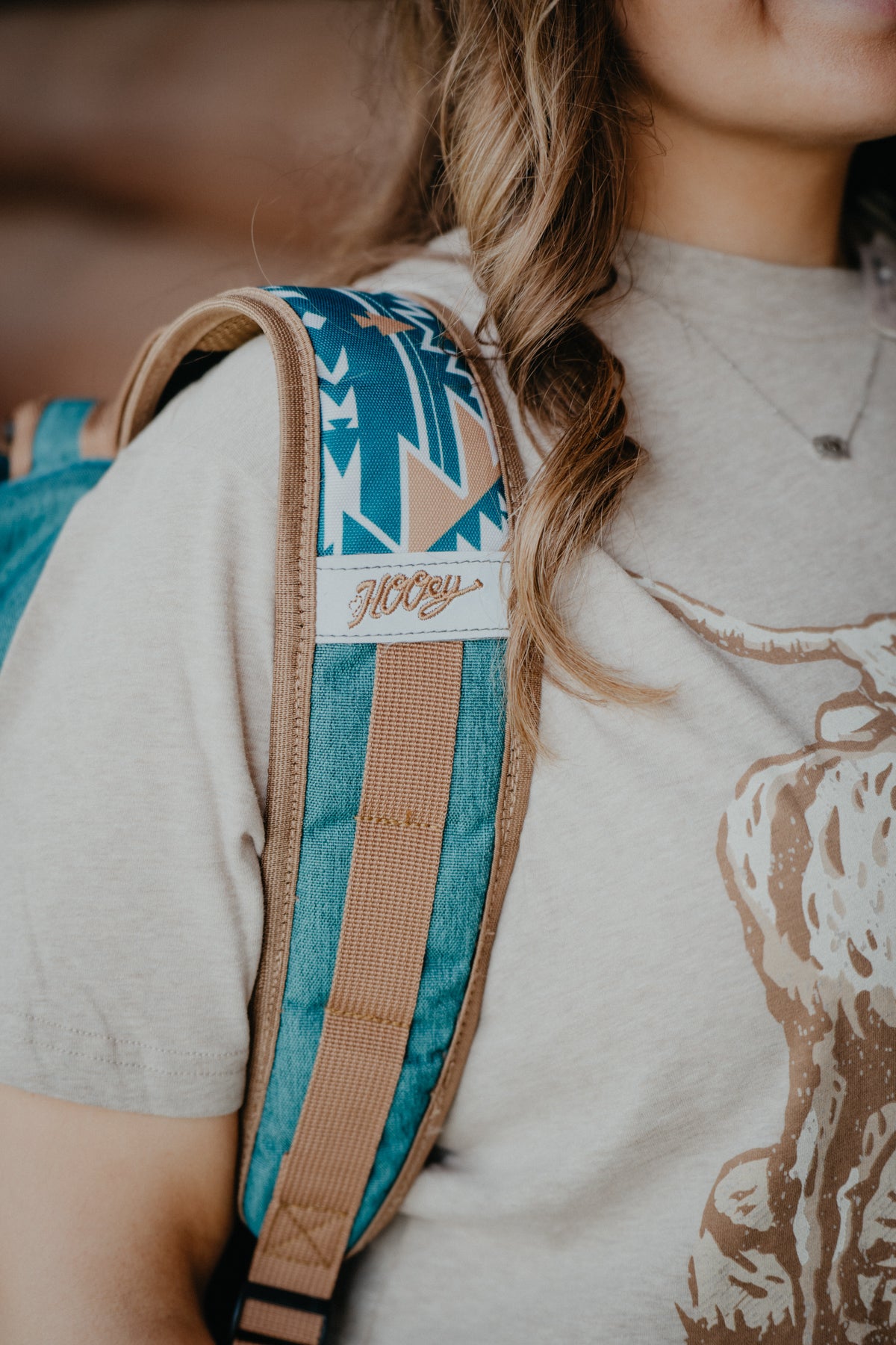 OX Hooey Backpack Teal/ Tan with Aztec Pattern