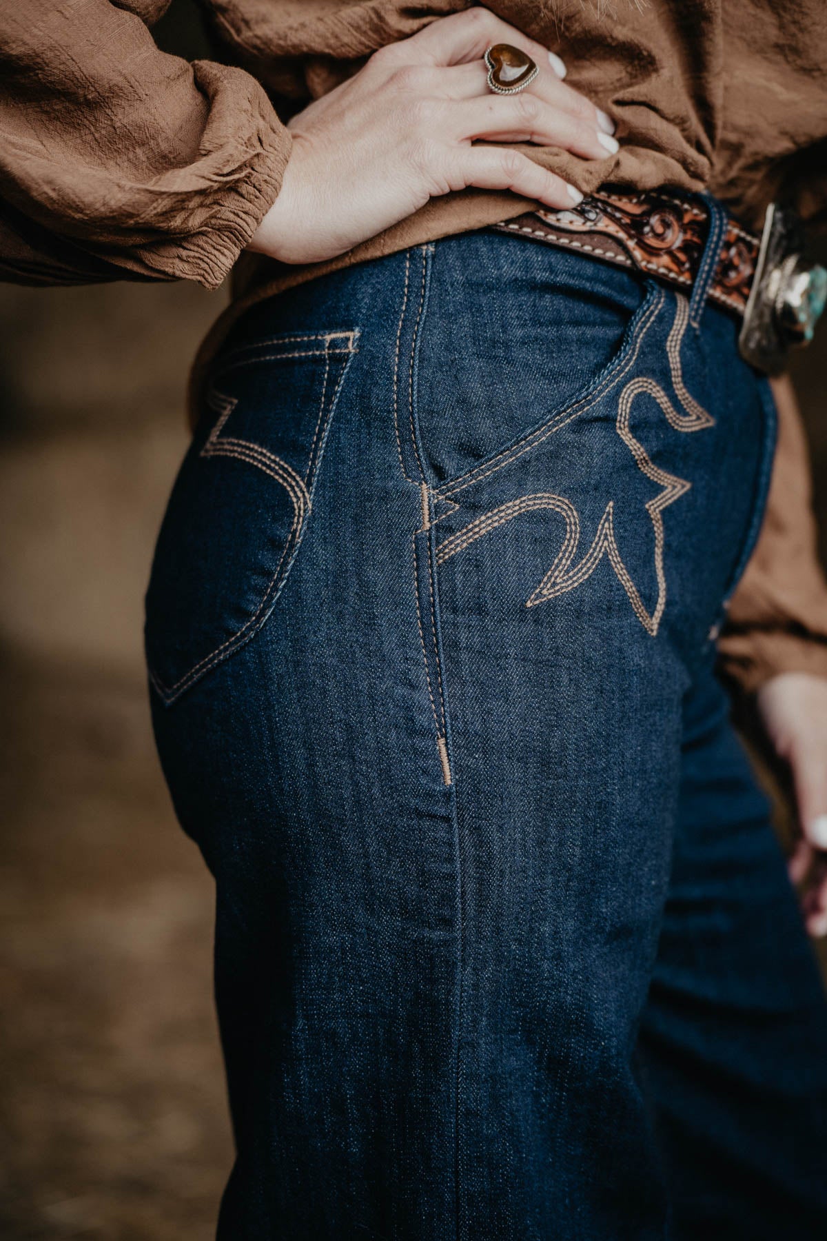 'Jolene' Ultra High Rise Wide Leg Jean by Ariat with Bootstitch Detail