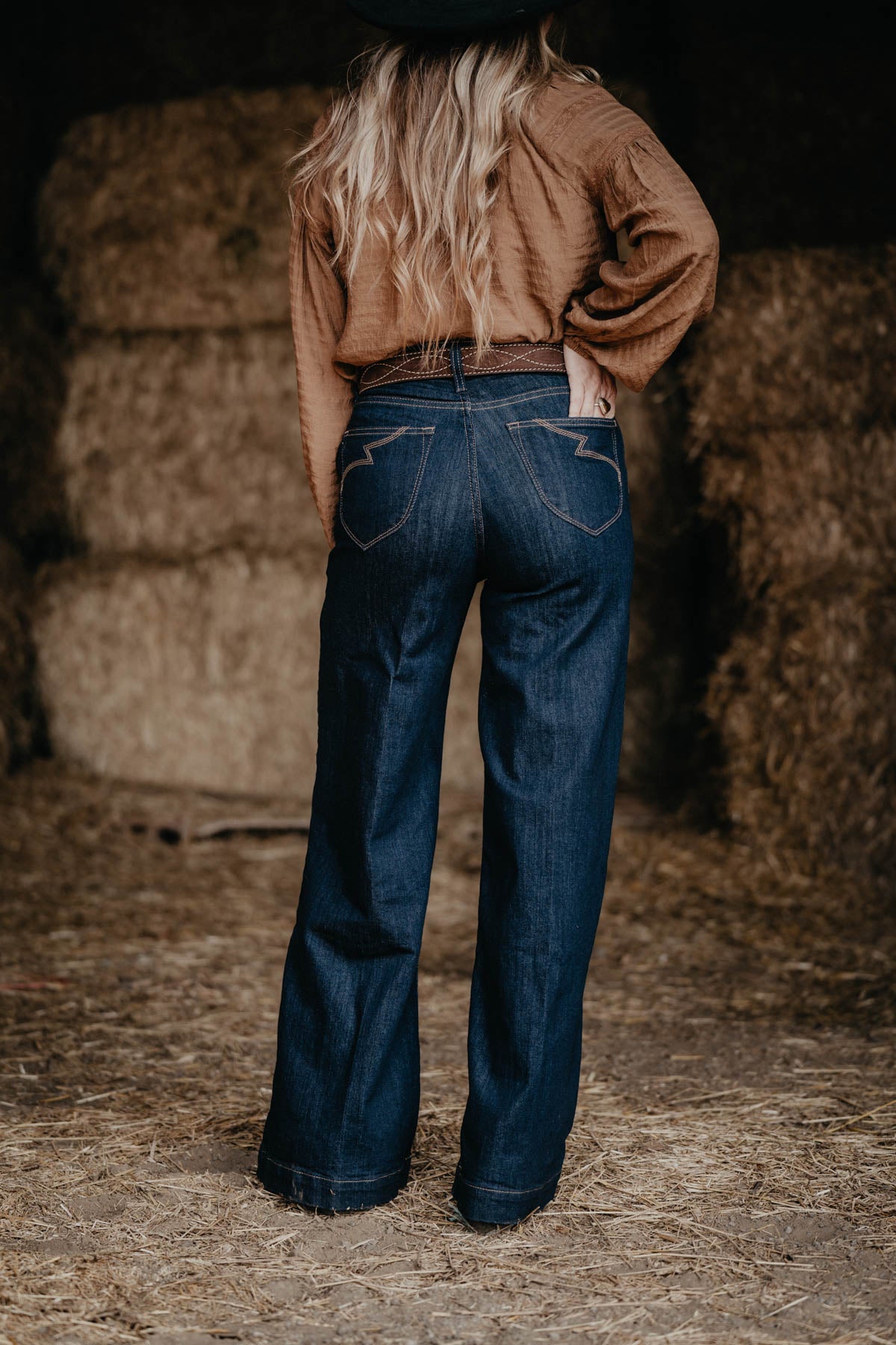 'Jolene' Ultra High Rise Wide Leg Jean by Ariat with Bootstitch Detail