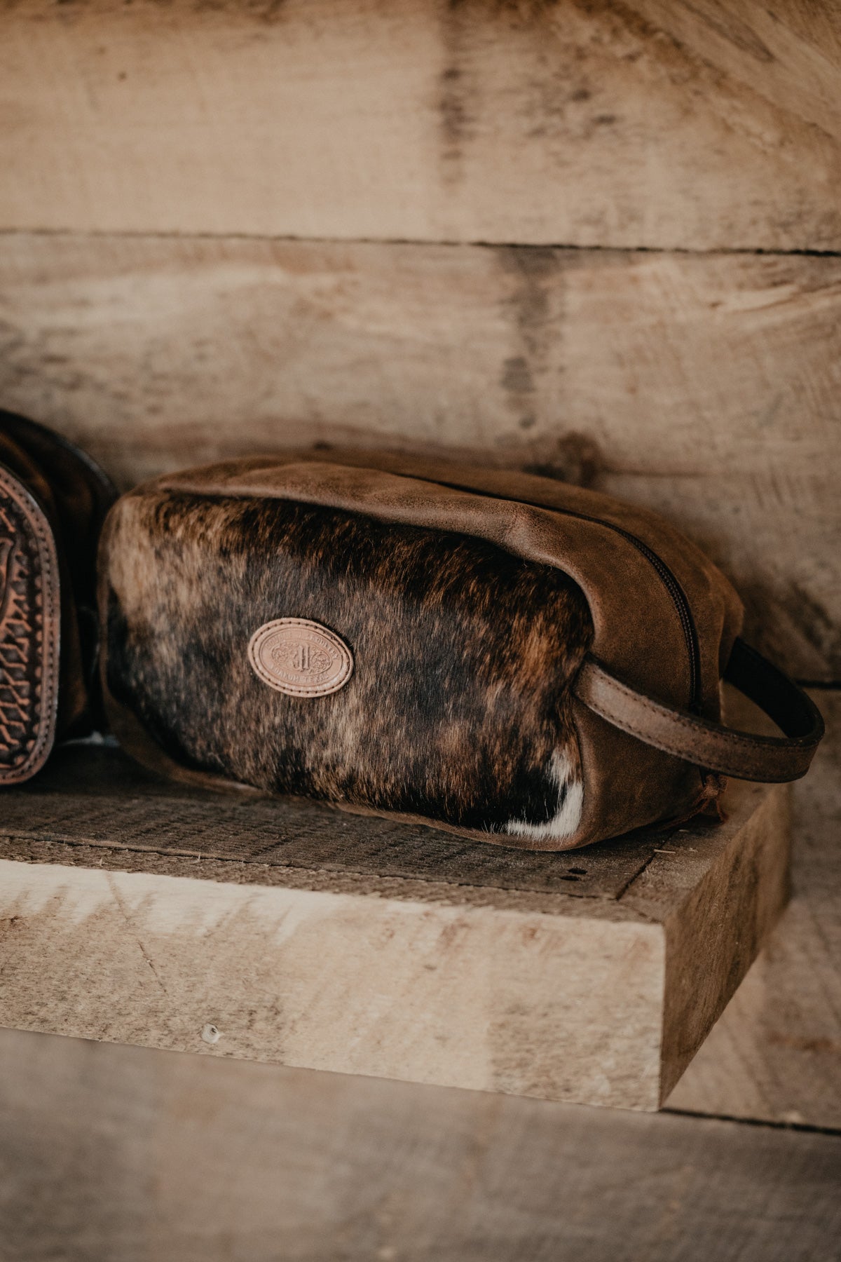 Cowhide Toiletry Case / Shaving Kit by Double J Saddlery