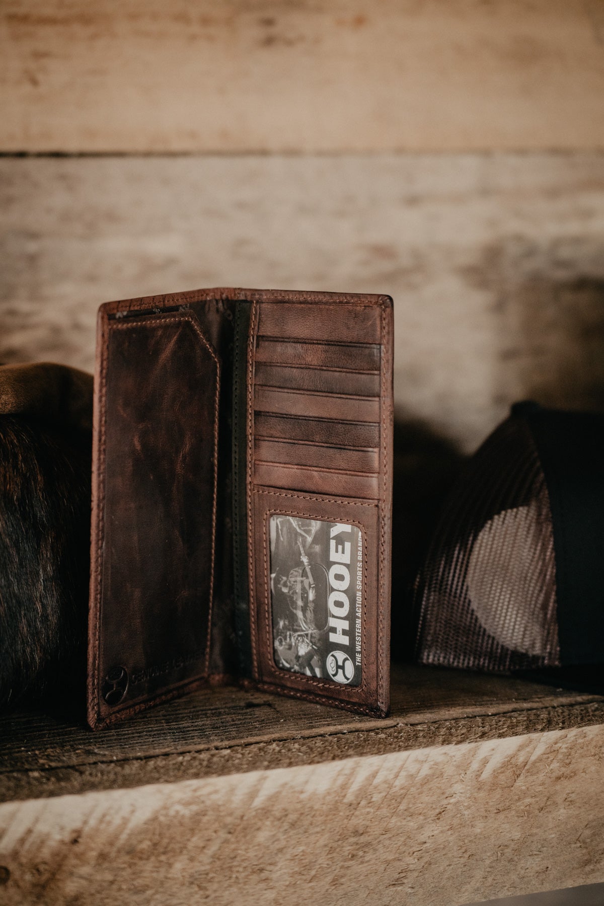 'Austin' Brown Leather Aztec Embossed Rodeo (Long Bifold) Wallet