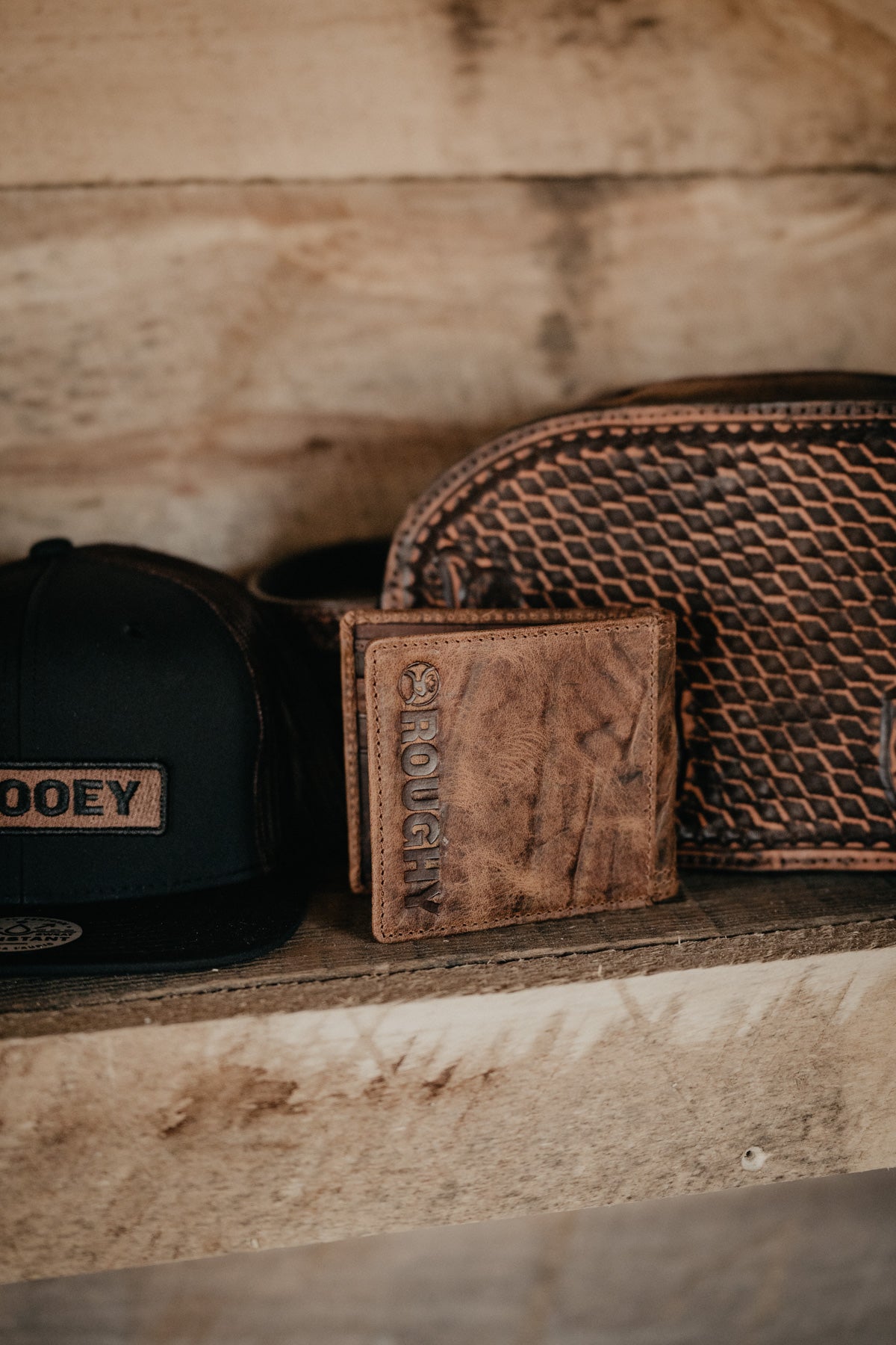 Hooey 'Prime Time' Smooth Brown Bifold Wallet with Double Stitched Edges