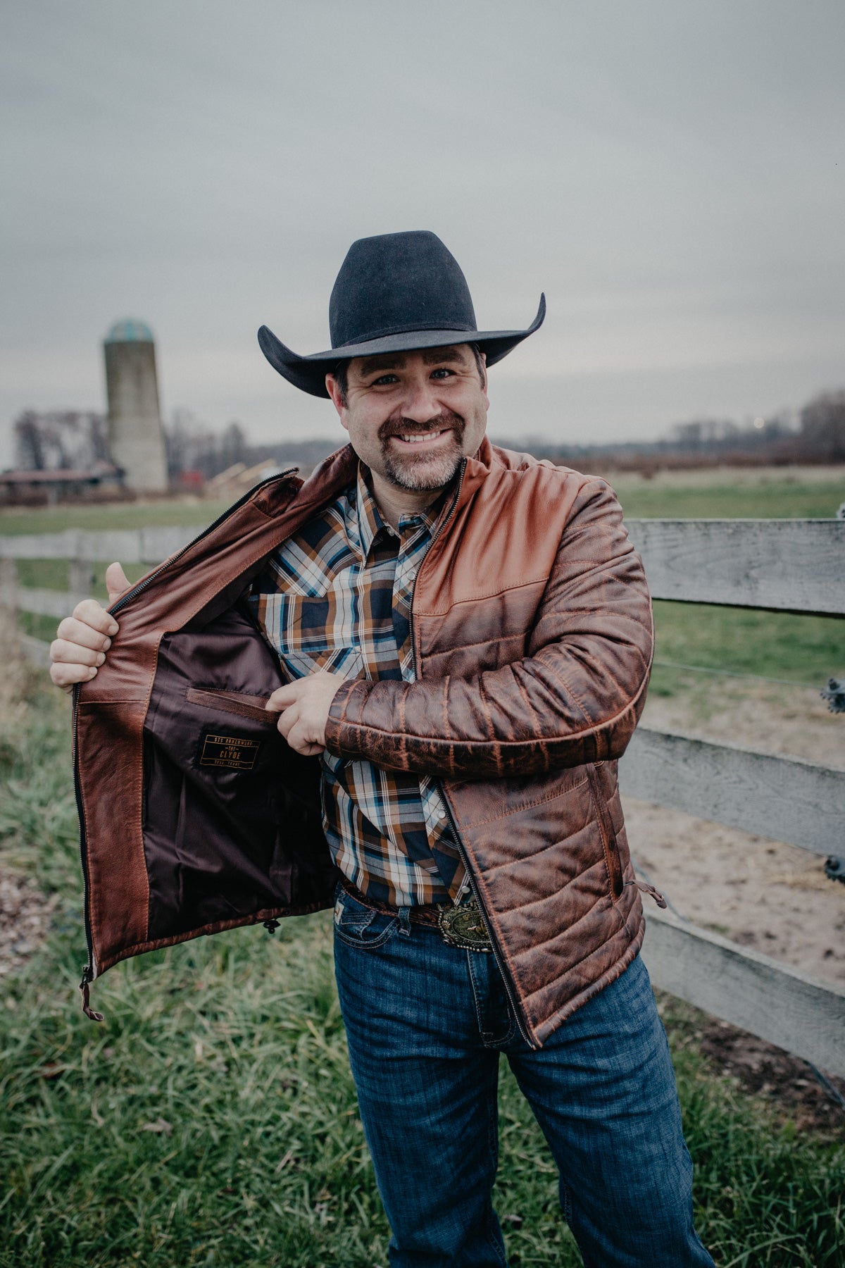 'Clyde' Men's Tobacco Puff Leather Jacket by STS Ranchwear (M - XXL)