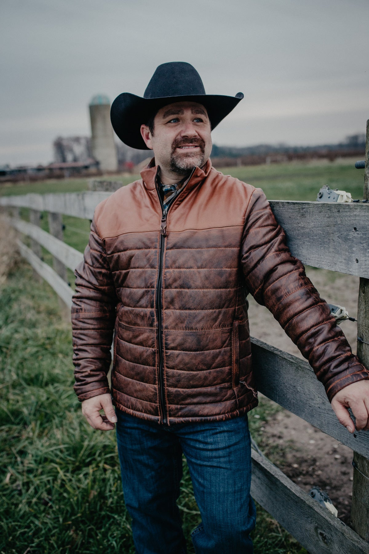 'Clyde' Men's Tobacco Puff Leather Jacket by STS Ranchwear (M - XXL)