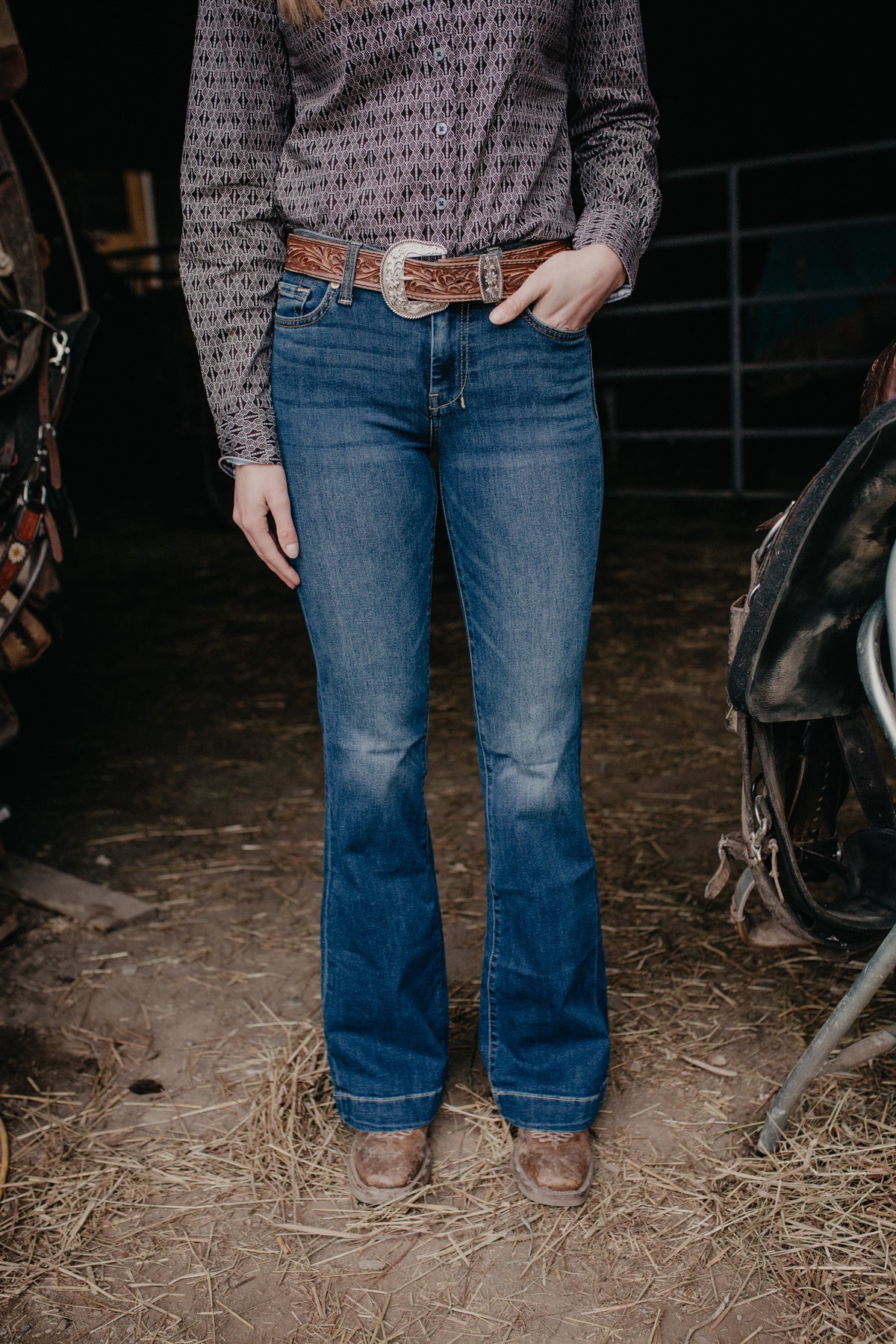 'Melrose' Dark Wash Dojo Flare Jean by 7 For All Mankind (R 34.5" Inseam) {Size 25 & 33 only}