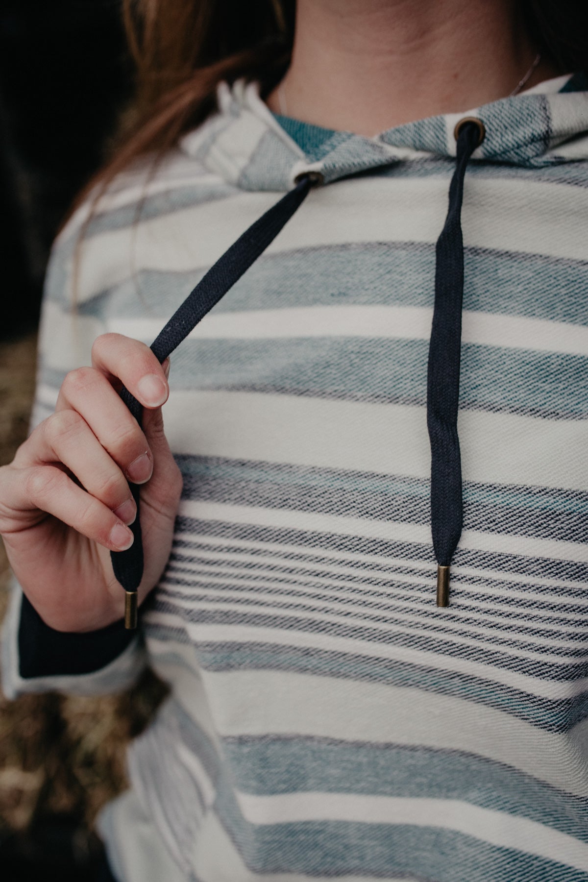 'Kalliee' Women's Blue Striped Hoodie by Cruel Denim (1 XS ONLY)