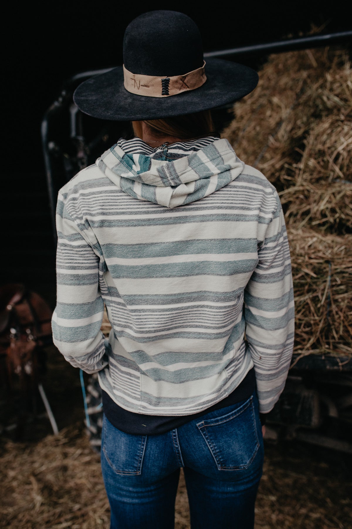 'Kalliee' Women's Blue Striped Hoodie by Cruel Denim (1 XS ONLY)