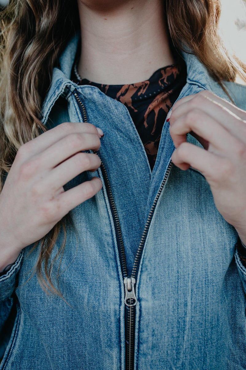 'Kass' Women's Ariat Denim Bomber Jacket (XS-XXL)