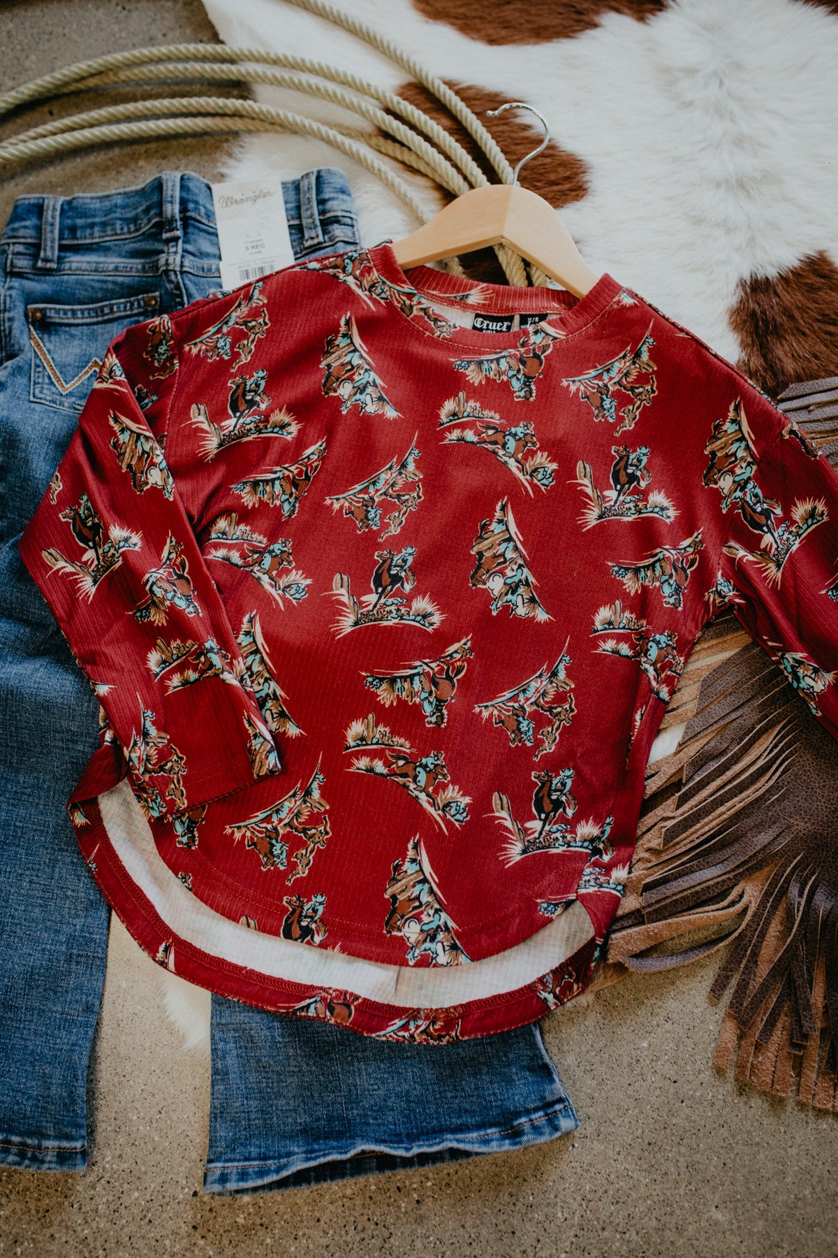 'Harley' Girls Western Print Long Sleeve T-Shirt (XS-XL)