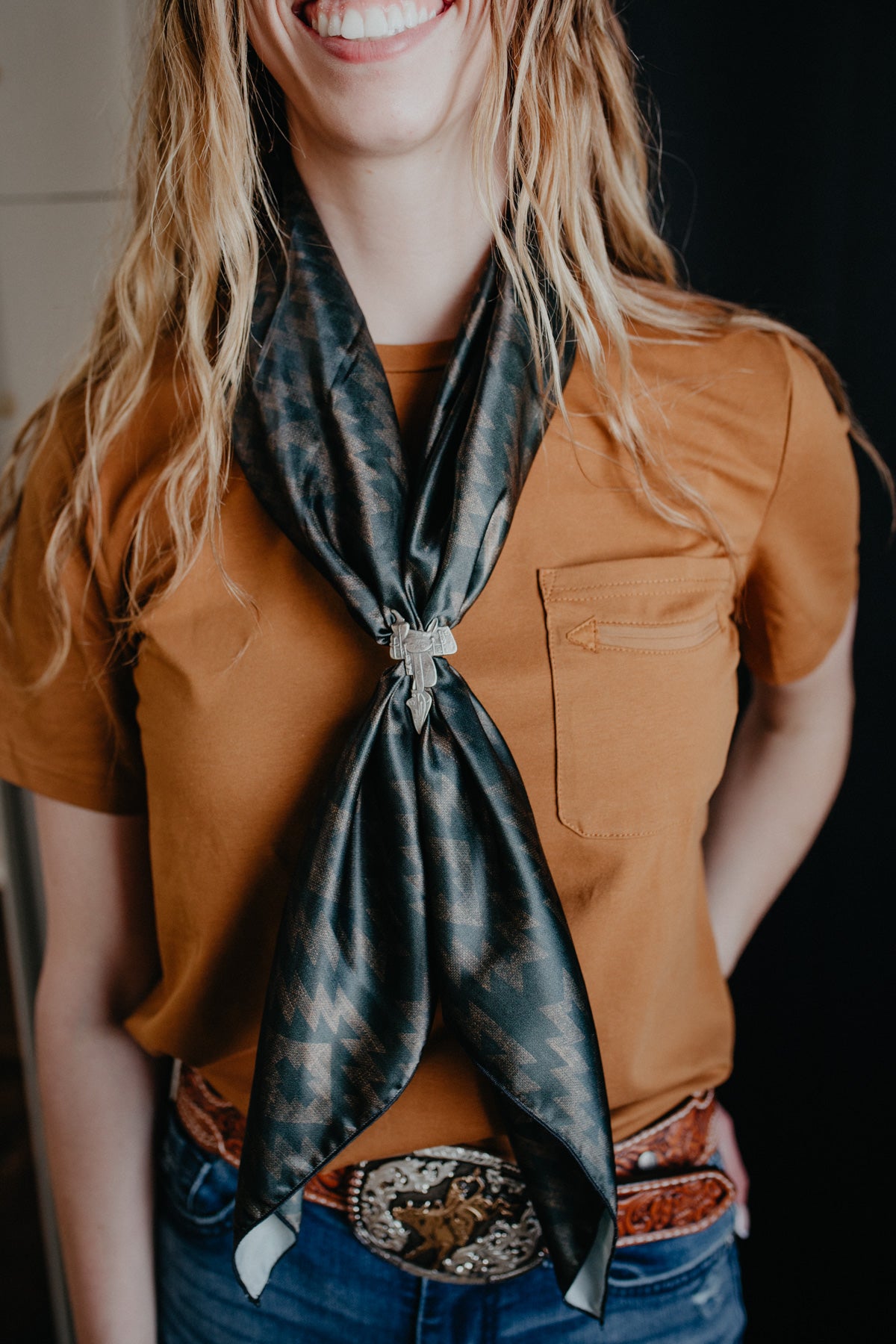 'Dark Aztec' Satin Wild Rag