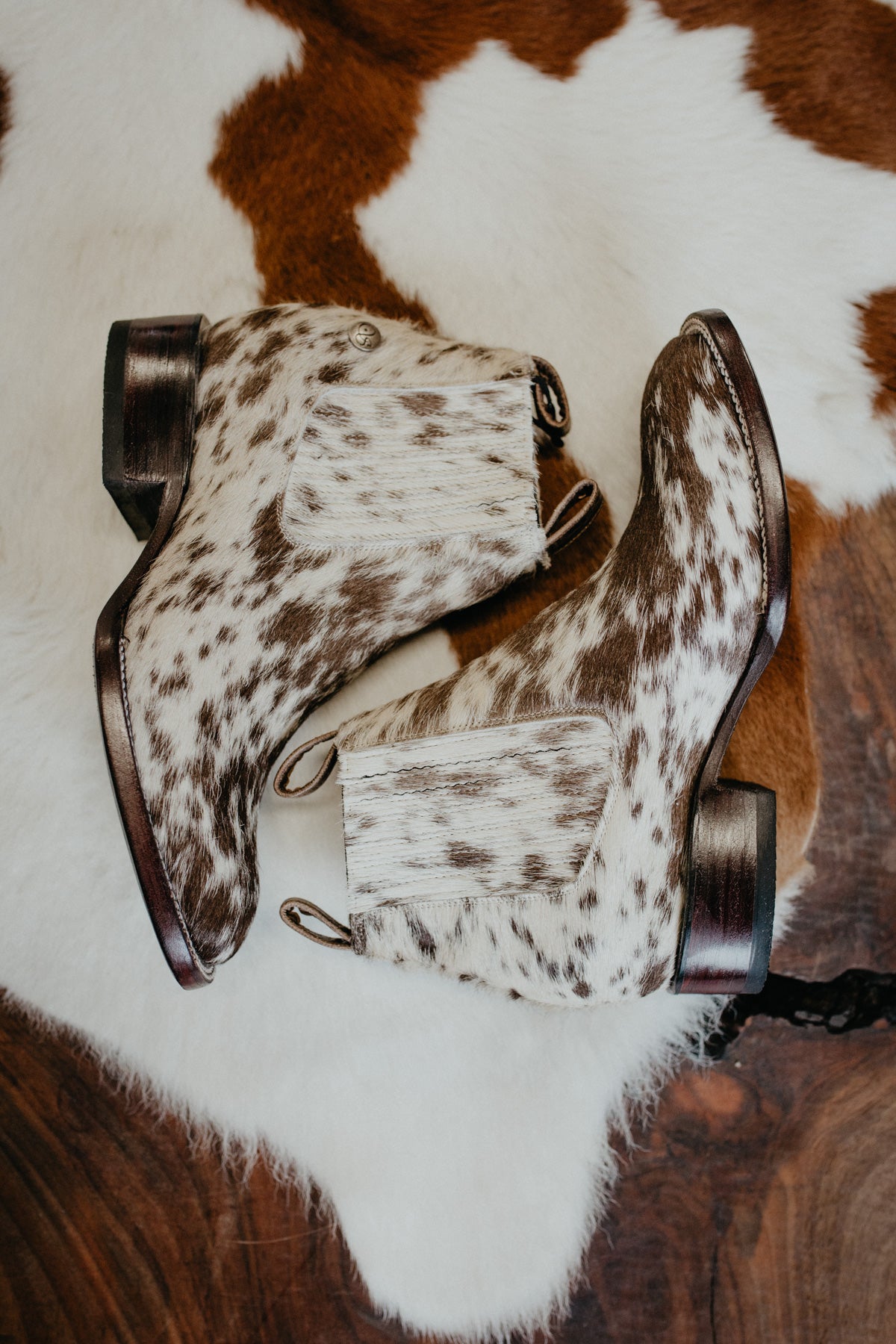 (Size 9- Square) Hair-on Hide Ankle Booties by Stiefeld