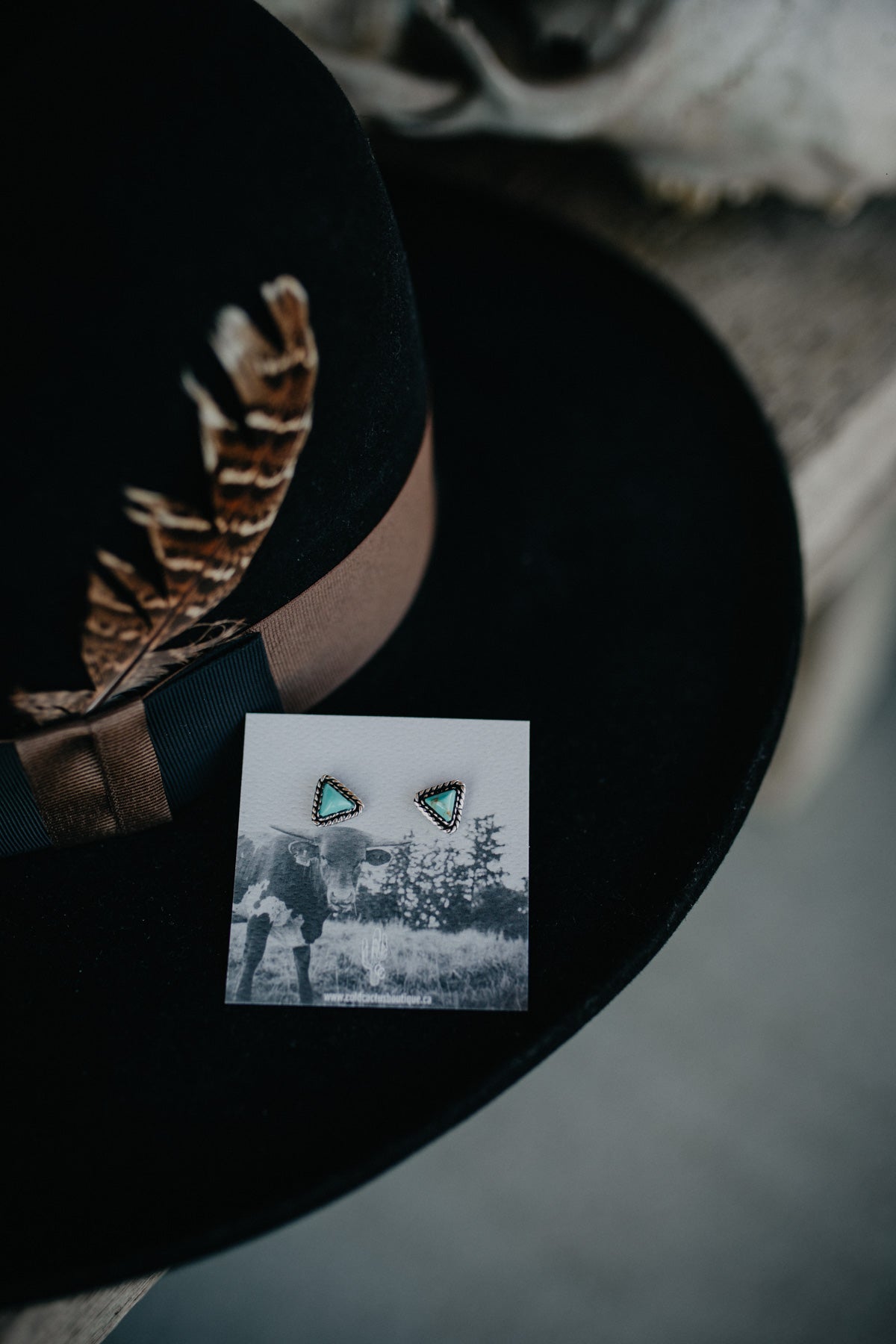 Turquoise Triangle Rope Edged Earrings