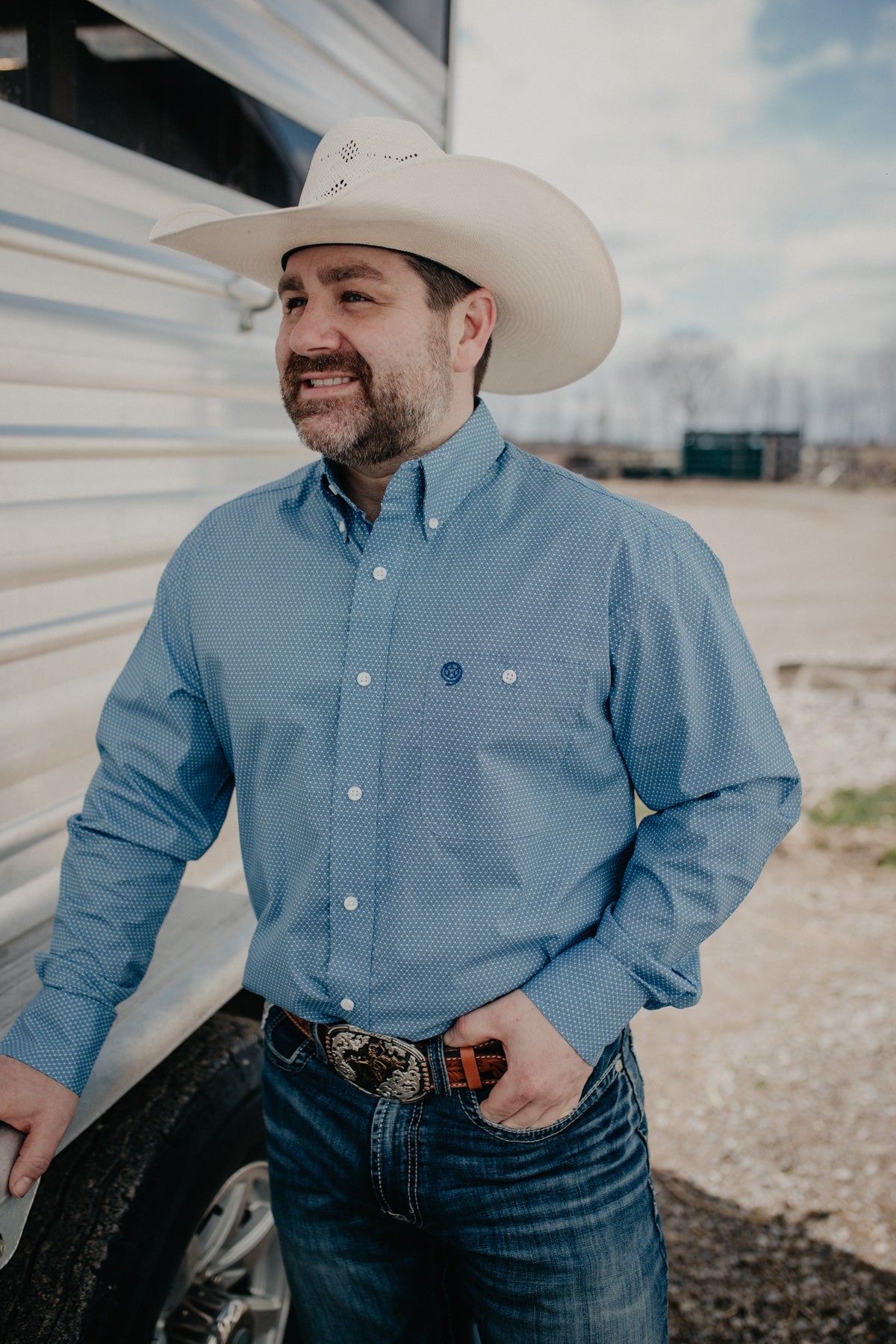 Wrangler Blue George Strait Button Up (S-XXL)