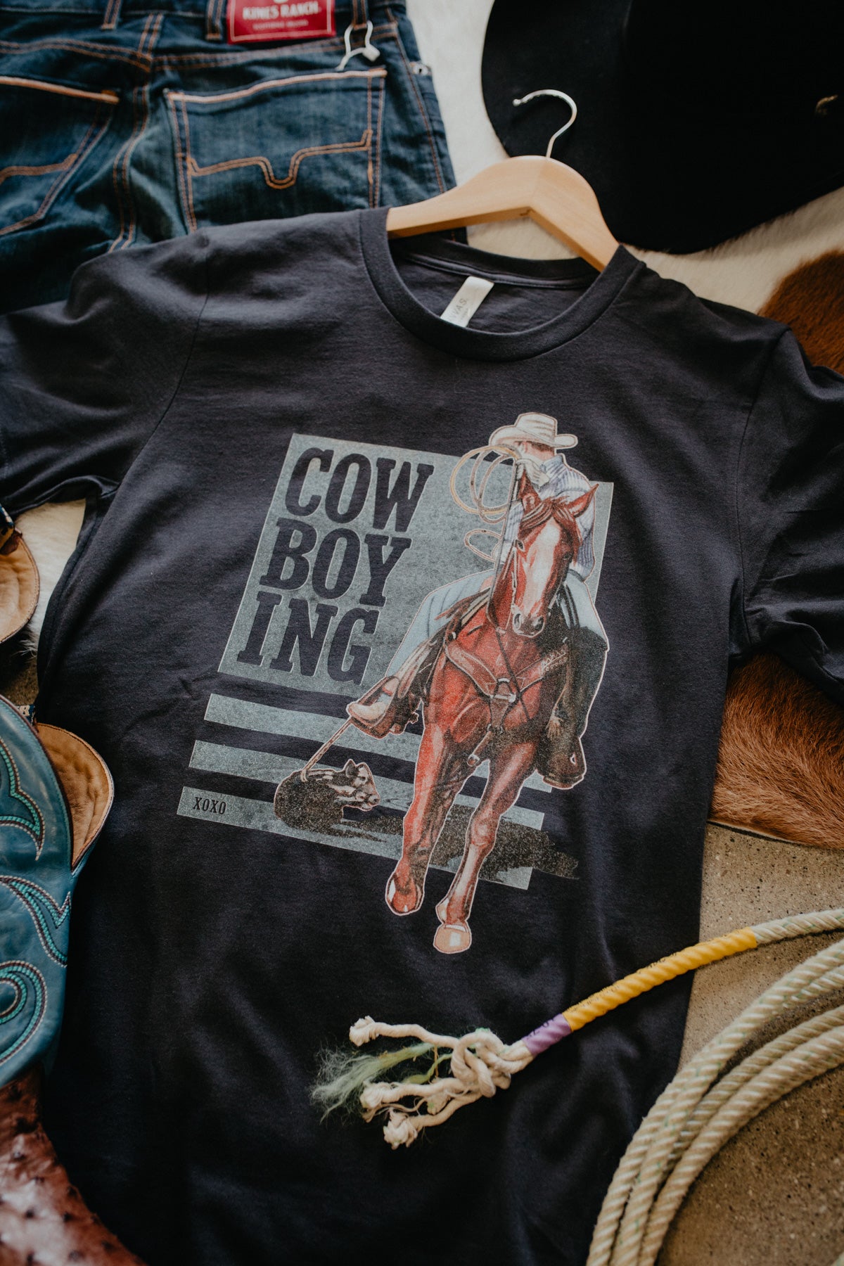 'Cowboyin' in Charcoal Graphic T (S - XXL)