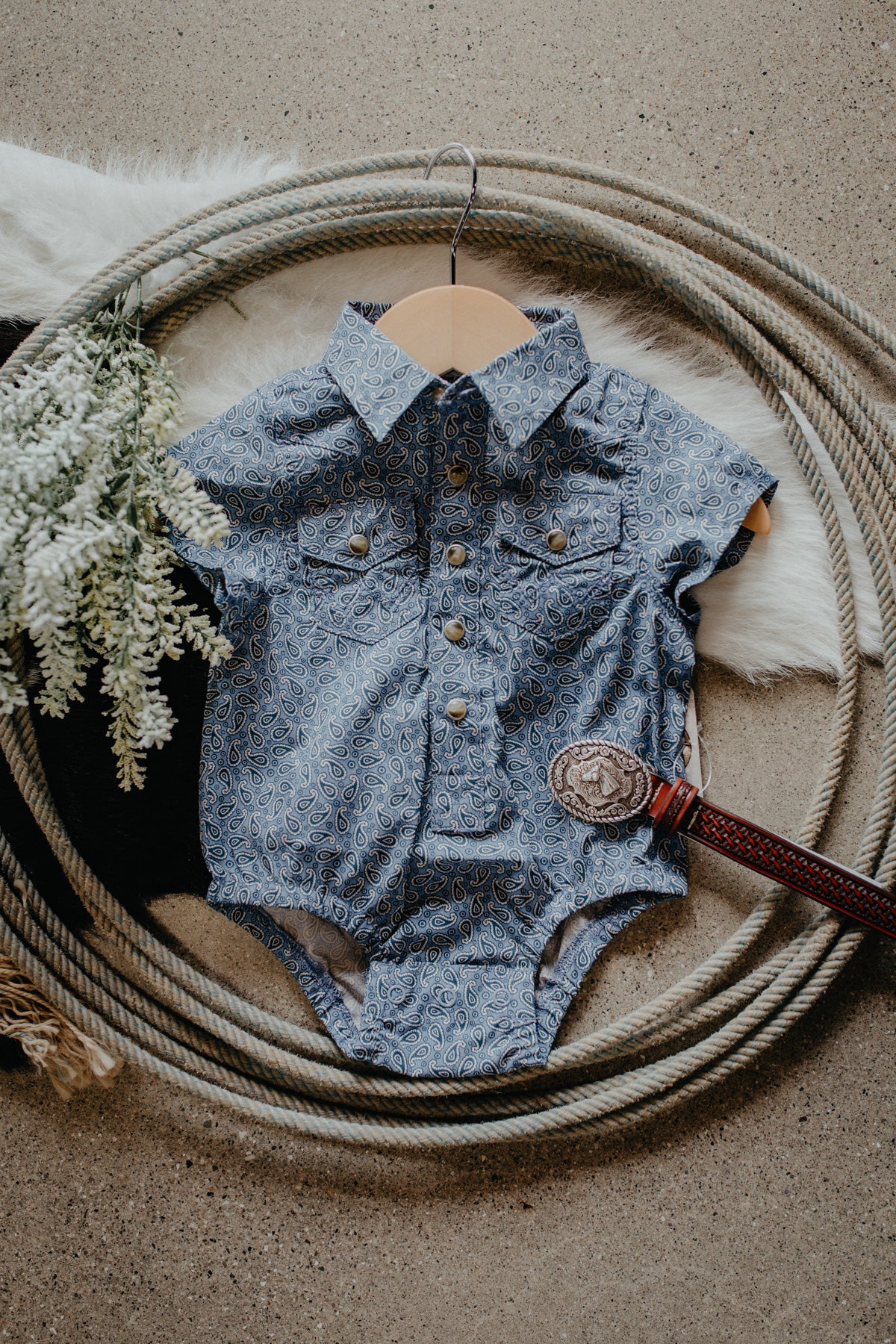 'Larkin' Wrangler Baby Boy Paisley Onesie (0/3 - 24M)