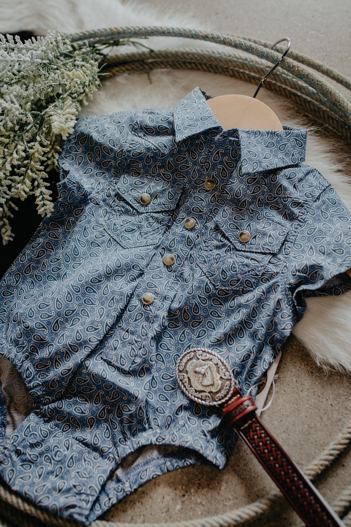 'Larkin' Wrangler Baby Boy Paisley Onesie (0/3 - 24M)