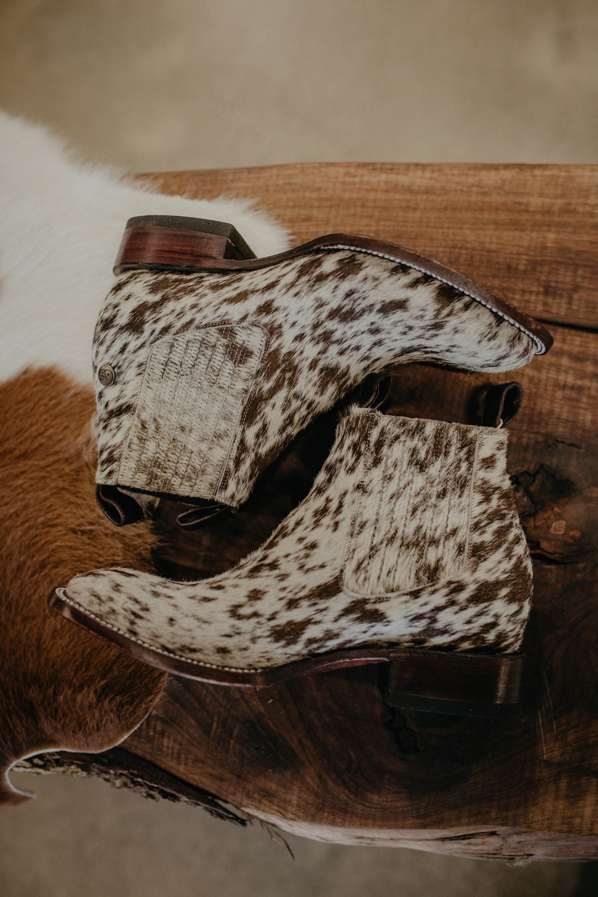 (Size 10 - Square) Hair-on Hide Ankle Booties by Stiefeld