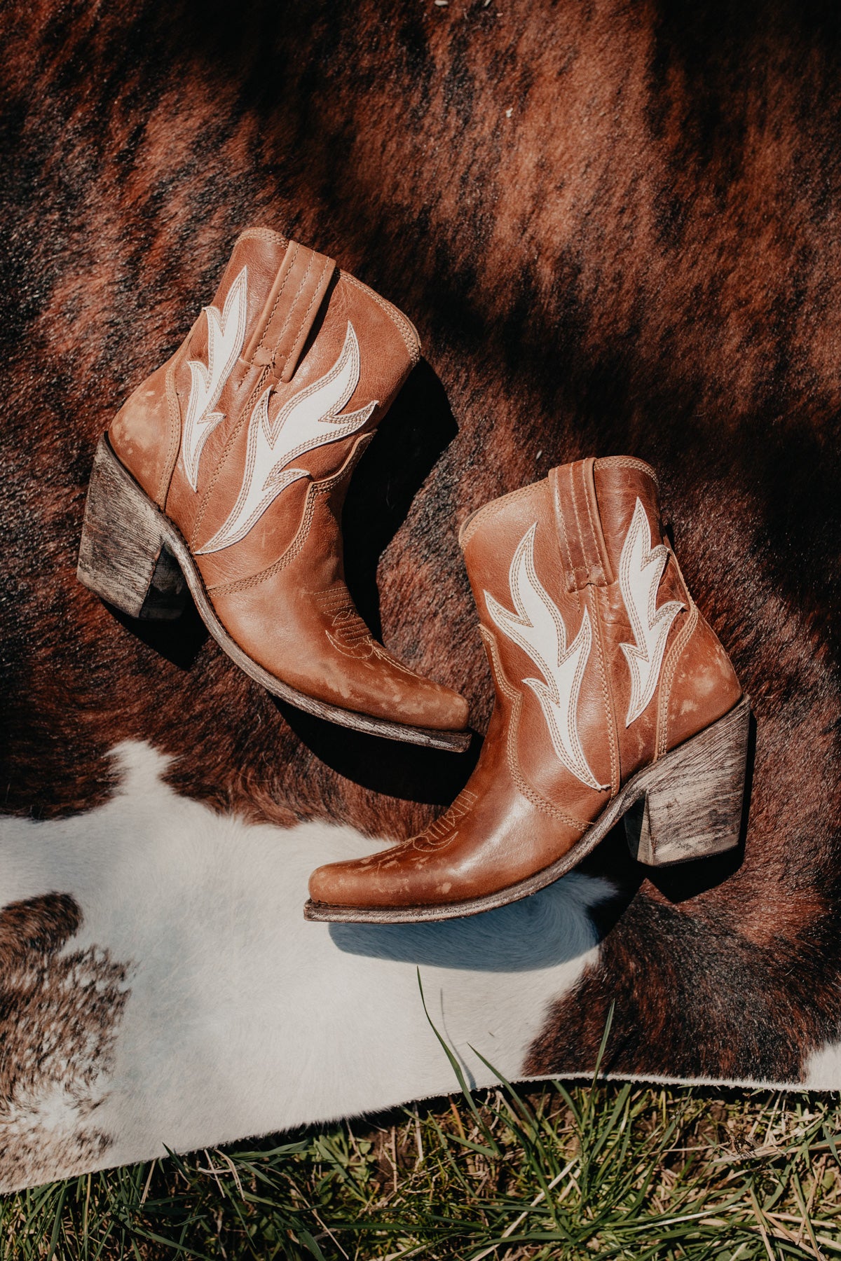 'Evan' Retro Flame Tan Booties by Liberty Black