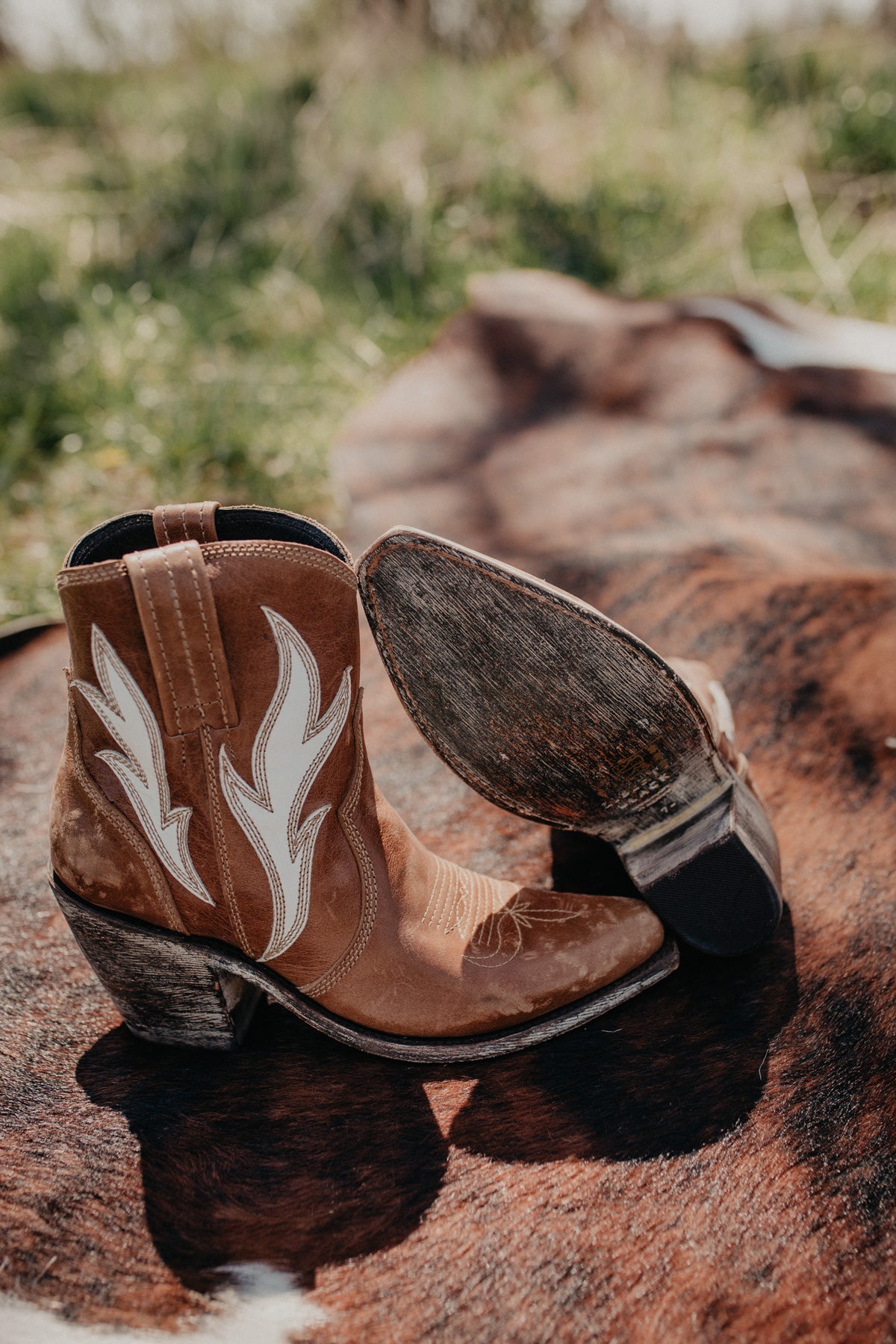 'Evan' Retro Flame Tan Booties by Liberty Black