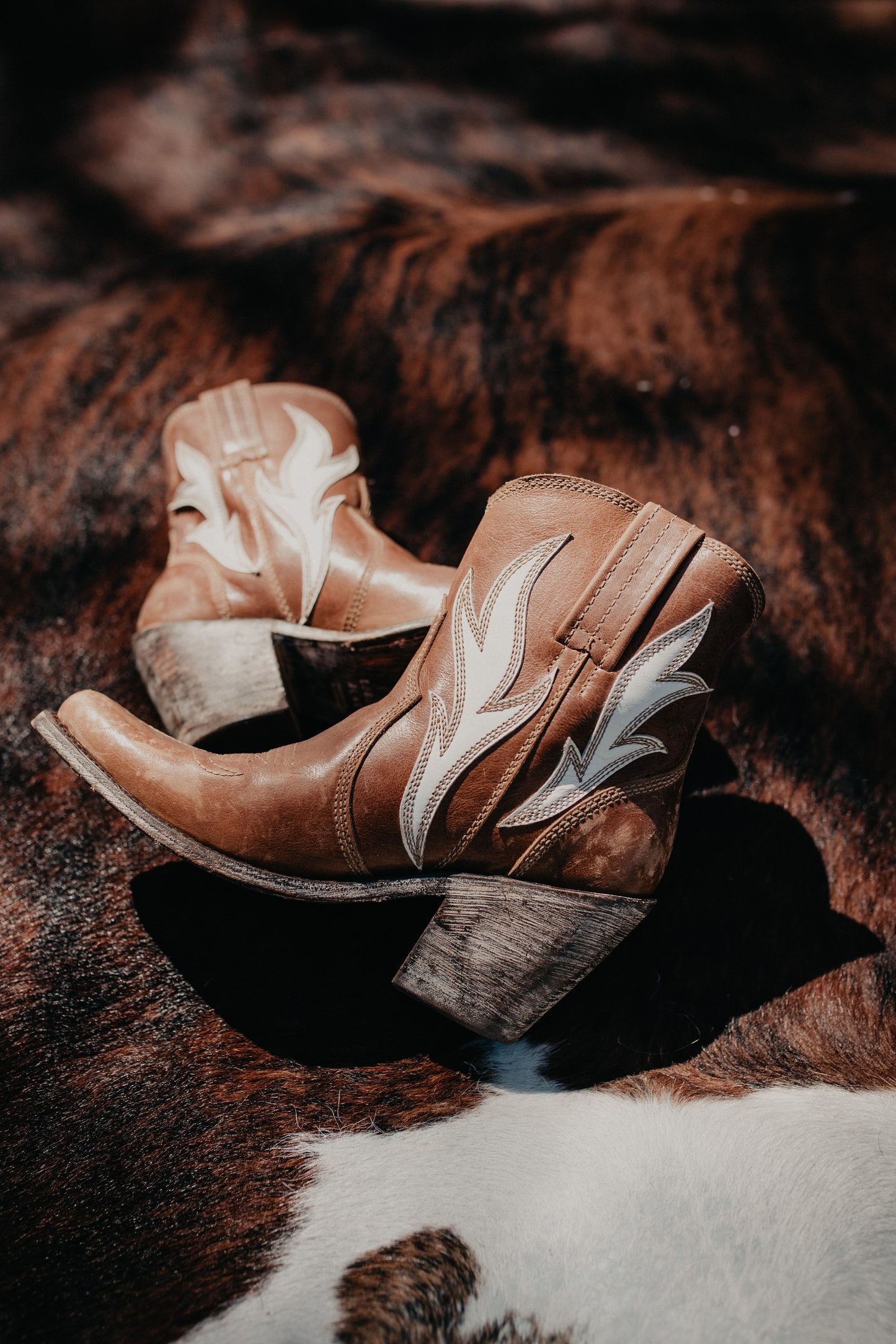 'Evan' Retro Flame Tan Booties by Liberty Black