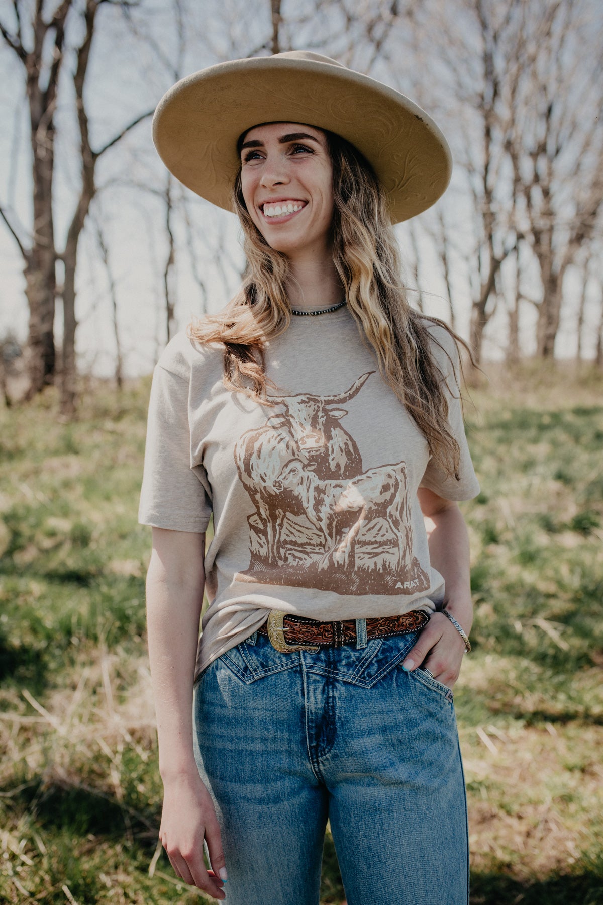 'Gal' Women's Longhorn Oatmeal Heather T-Shirt (XS-XL)