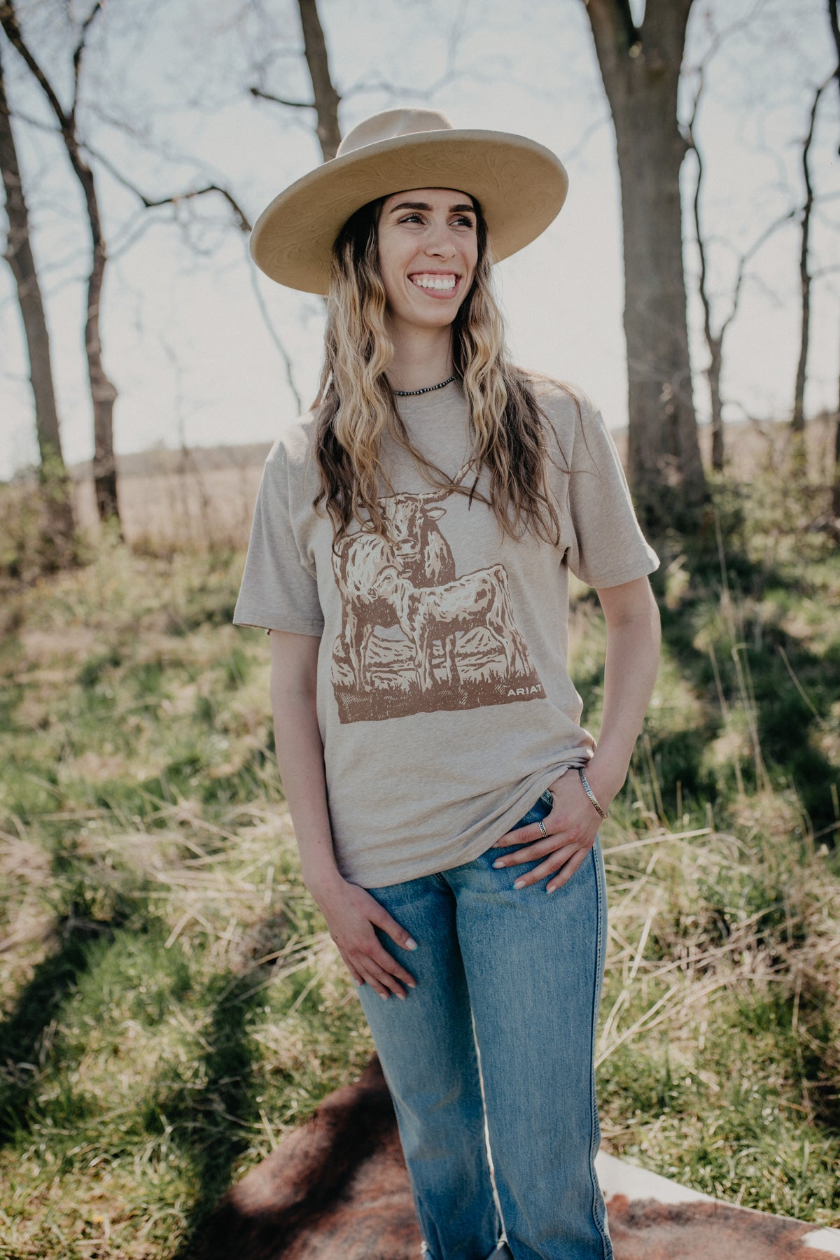 'Gal' Women's Longhorn Oatmeal Heather T-Shirt (XS-XL)