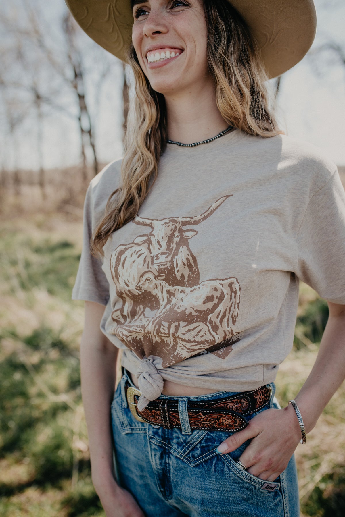 'Gal' Women's Longhorn Oatmeal Heather T-Shirt (XS-XL)