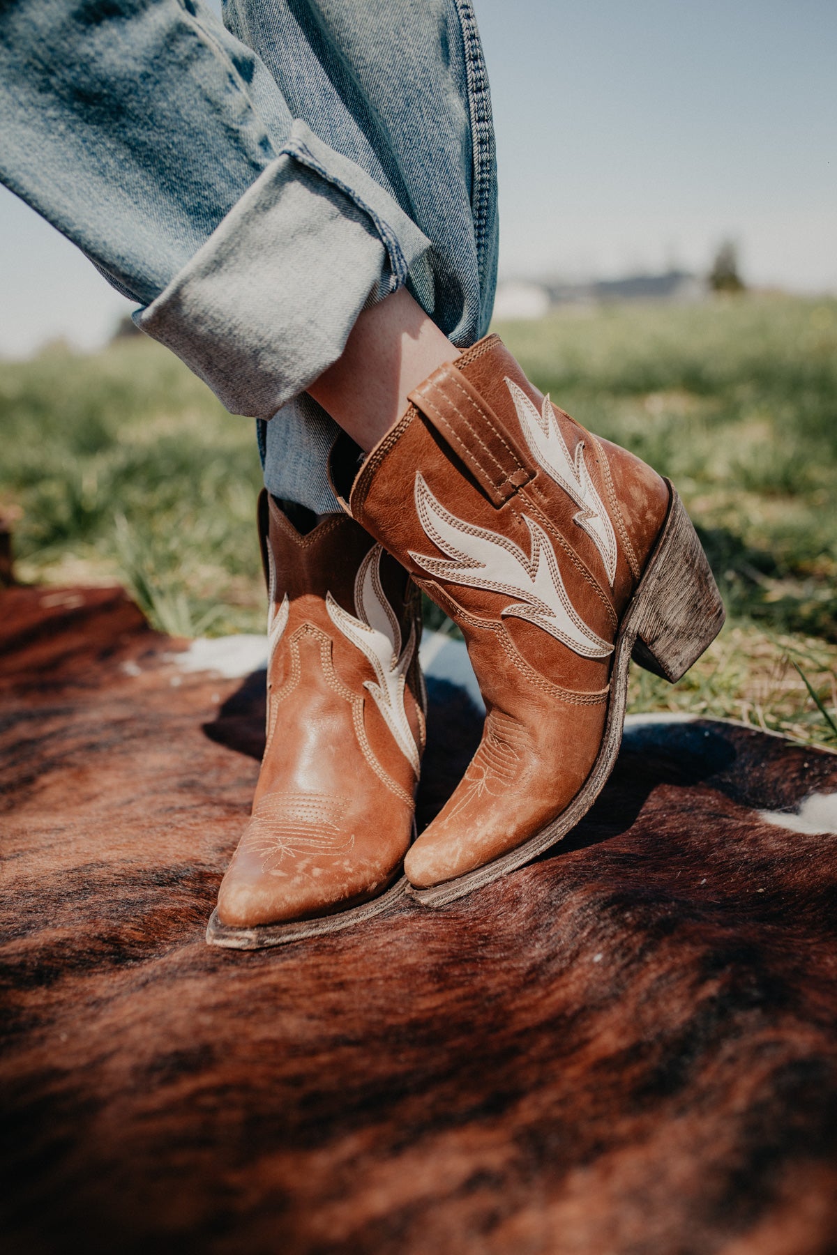 'Evan' Retro Flame Tan Booties by Liberty Black