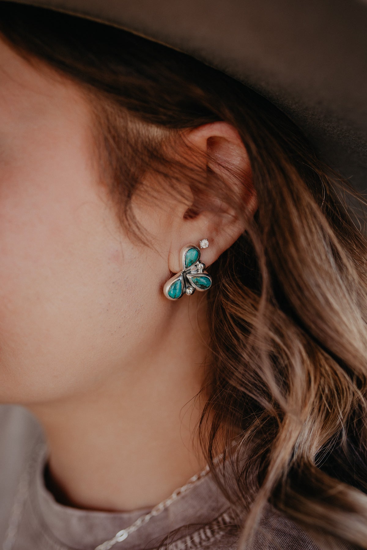 Turquoise Triple Teardrop Post Earring