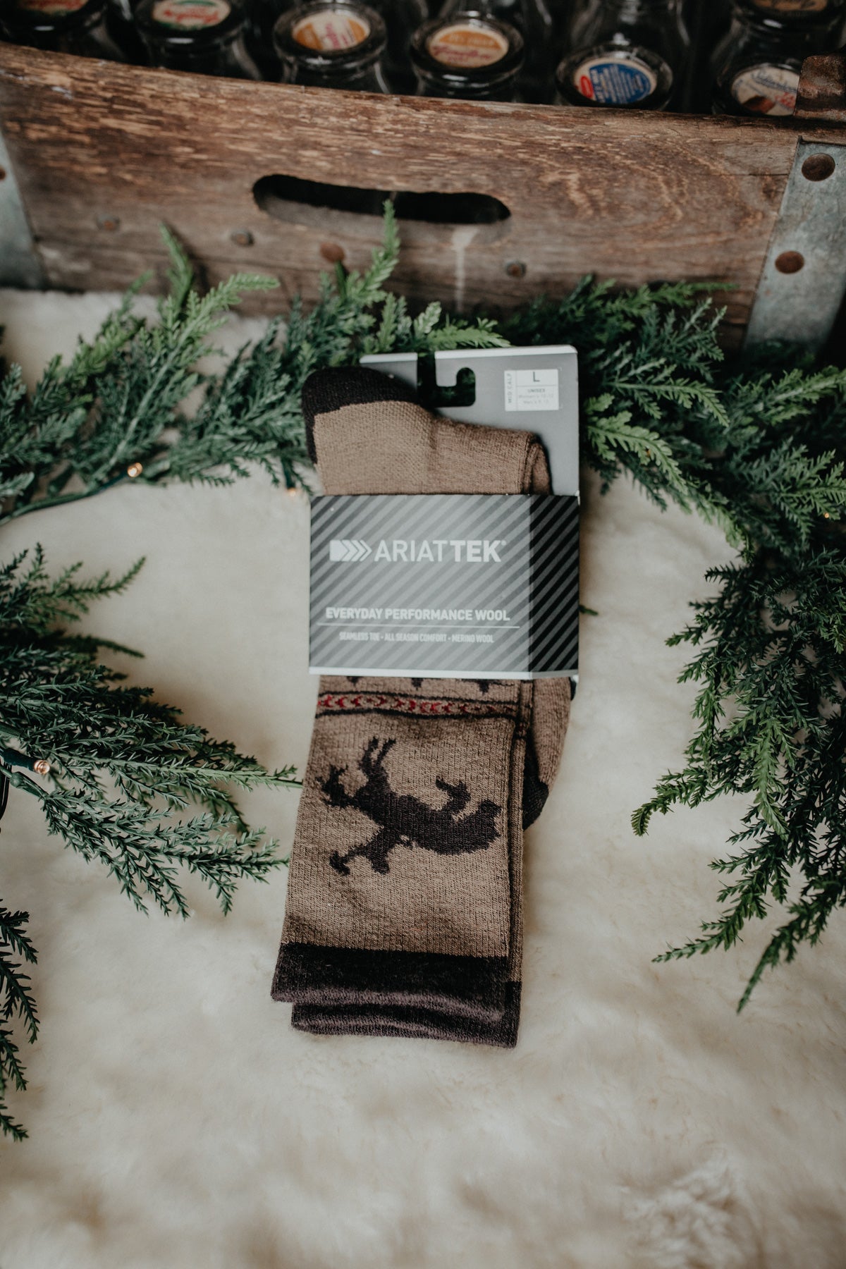 Performance Bronc Wool Brown Ariat Sock (3 Sizes)