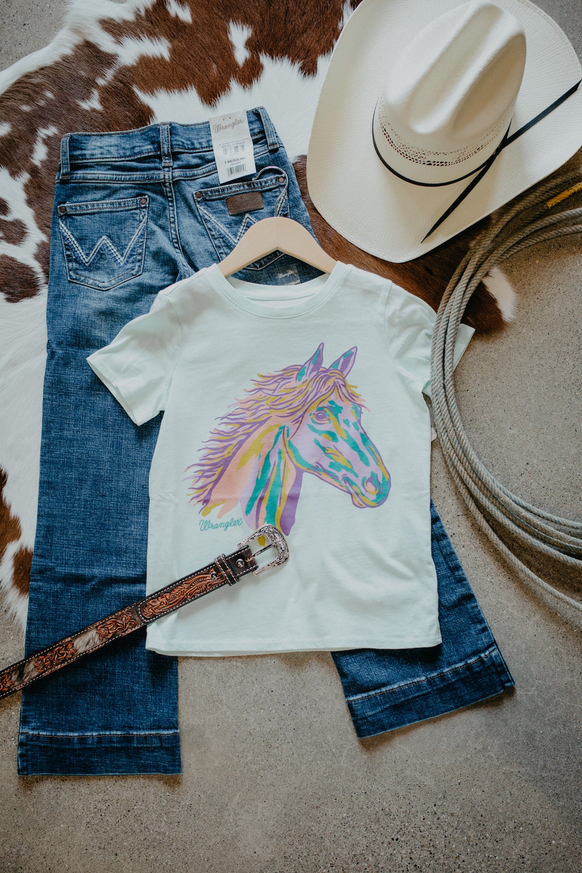 'Gallop in Colour' Girl's Short Sleeve Shirt by Wrangler (S-XL)
