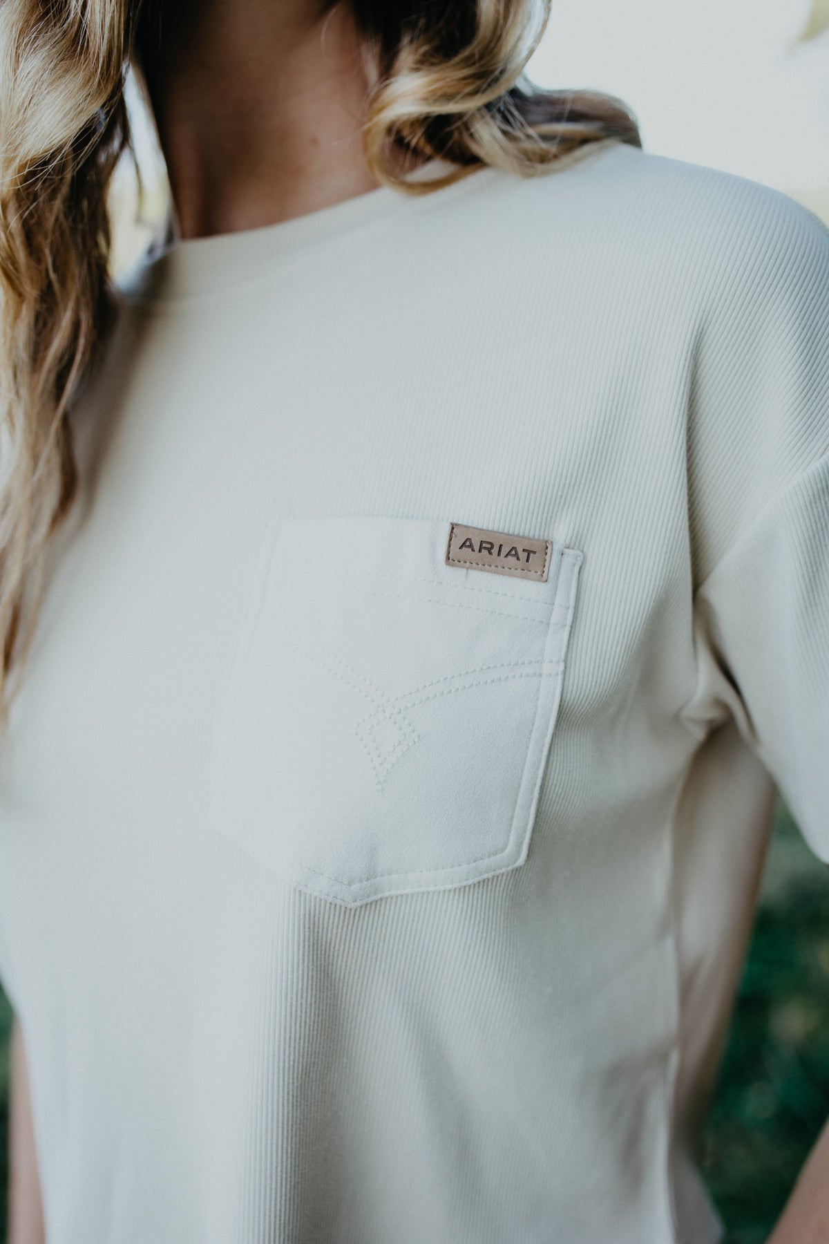 'Stella' Ariat Oyster Boot Stitch Pocket Tee (XS-XXL)