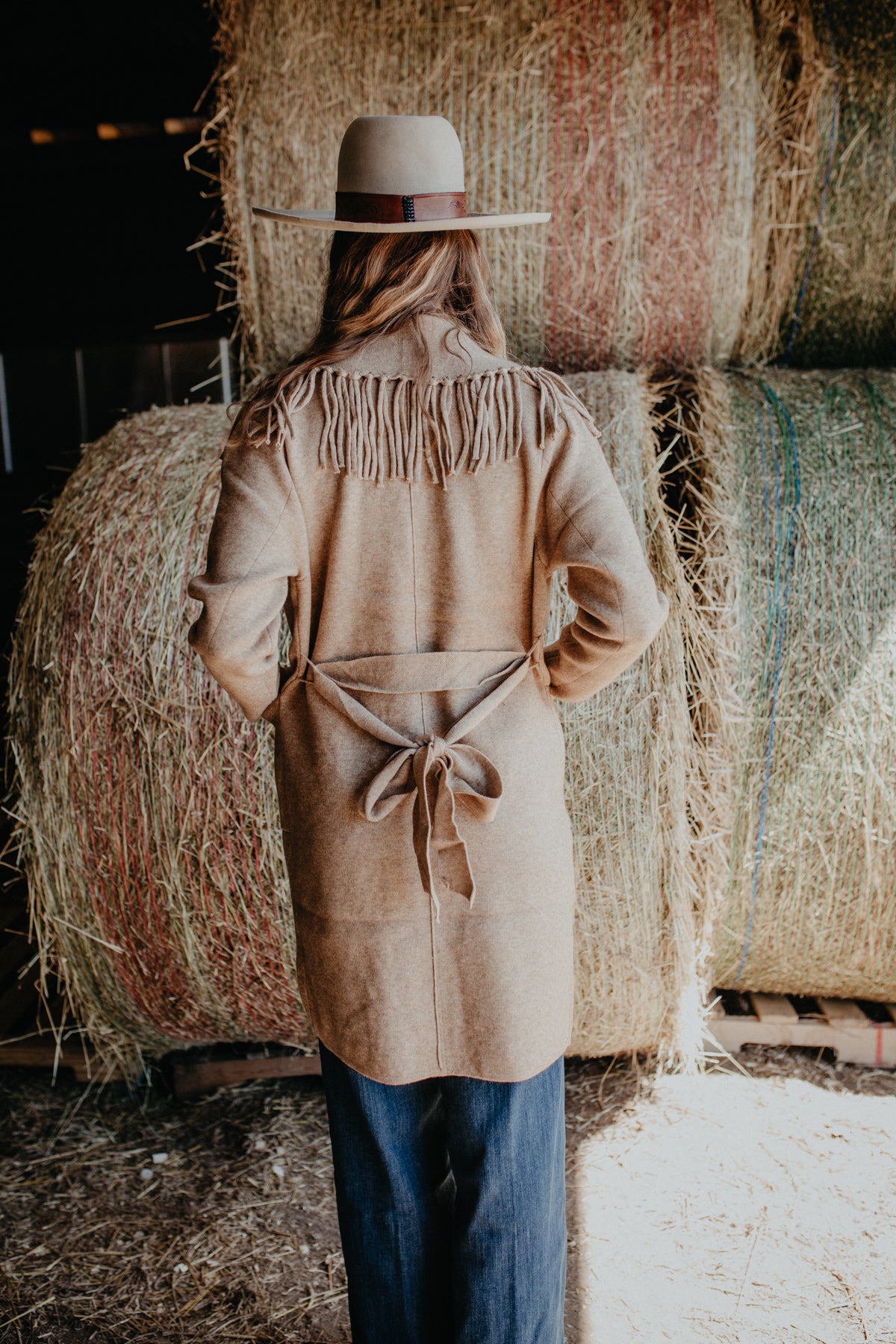 'Freida' Beige Fringe Cardigan Coat (XS-L)