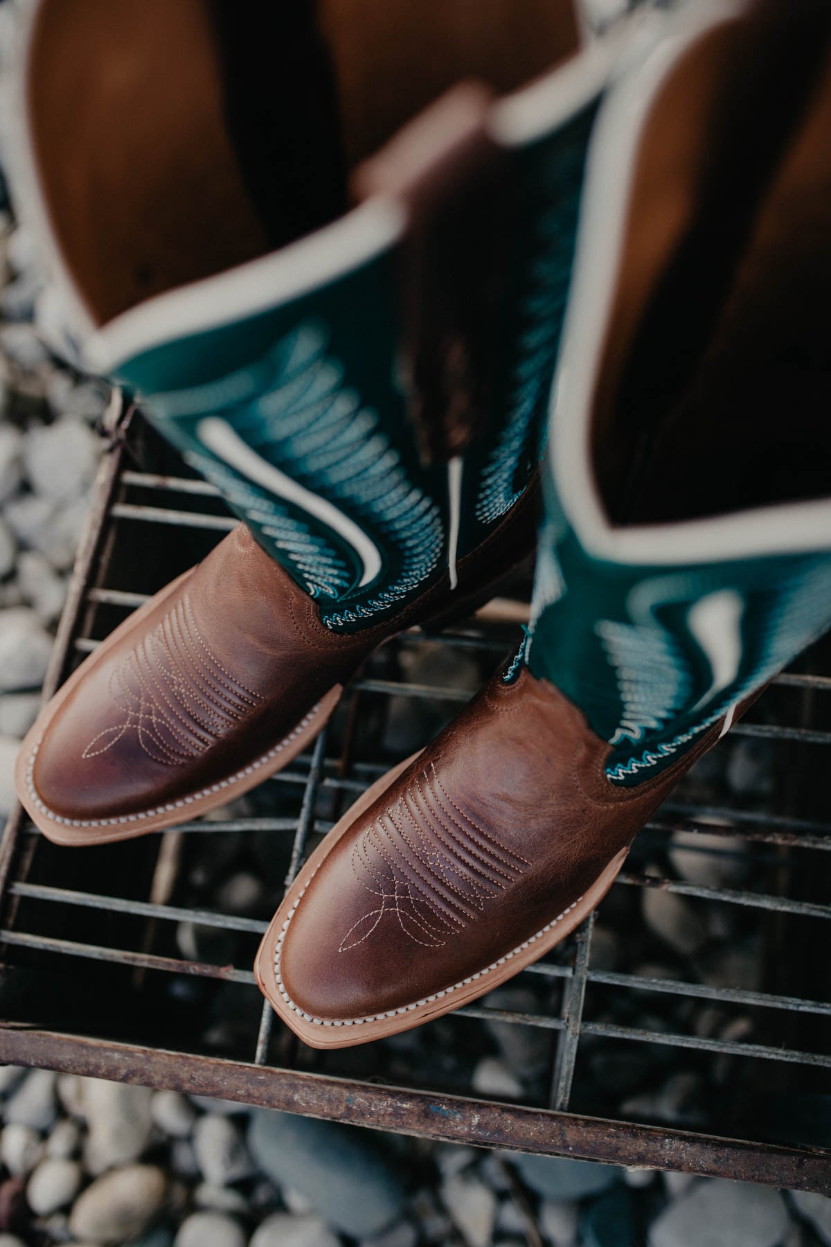Futurity Limited Western Boot with R Toe {Umber Rust/Turquoise Nights}
