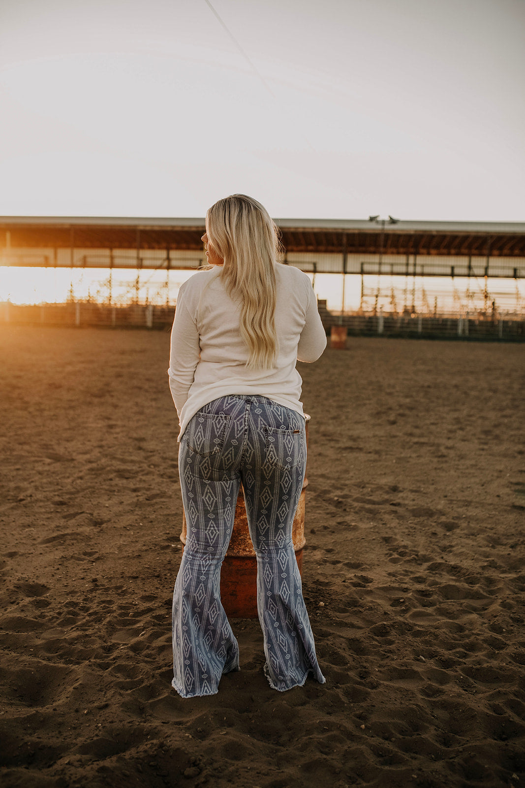 'Texoma' Aztec Flare Jeans with Raw Hem by Rock and Roll Denim