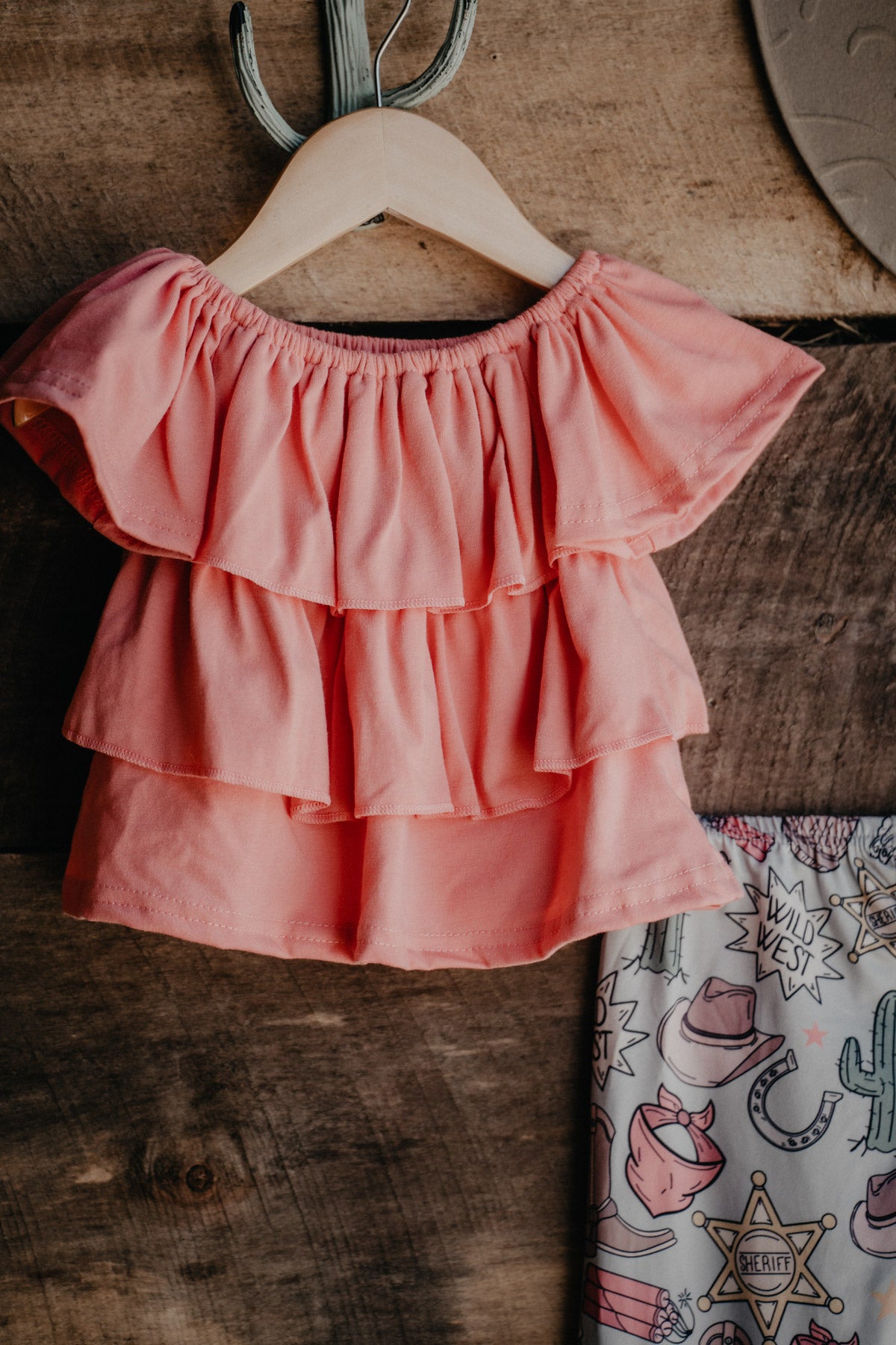 Girls Pink Ruffle Top & Western Print Bell Set (12-18M to 10/12)