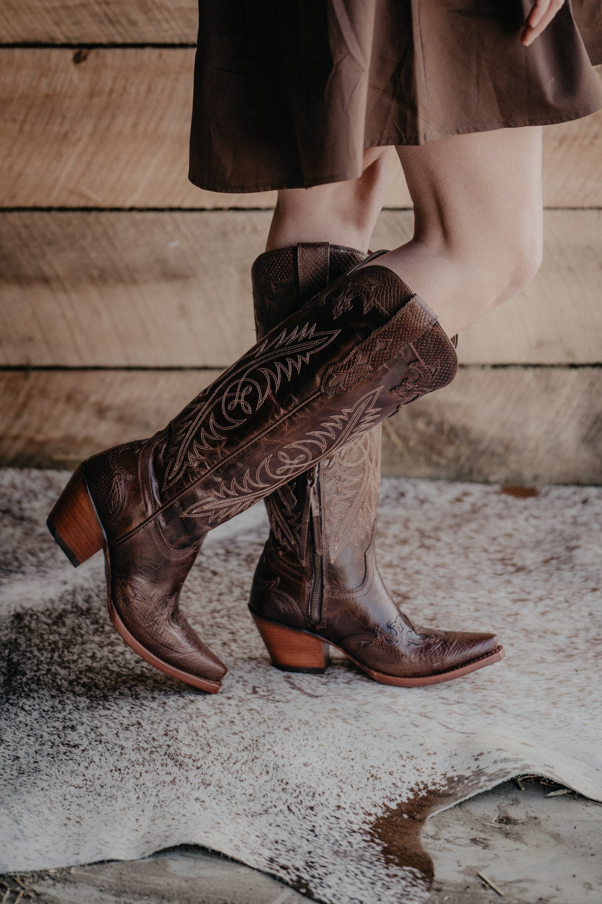 'Geneva' Ariat Tall Western Boot with Calf Stretch Fit {Rye Brown}