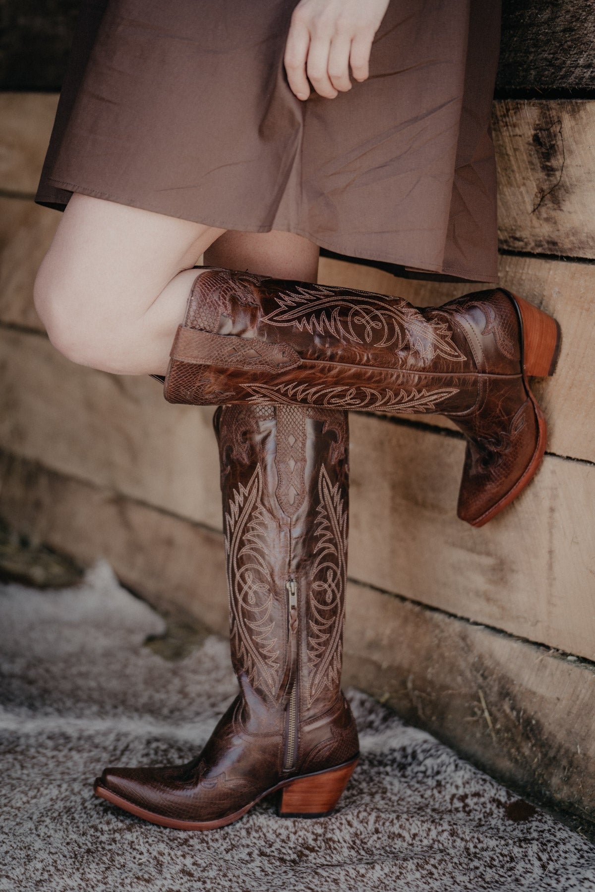 'Geneva' Ariat Tall Western Boot with Calf Stretch Fit {Rye Brown}