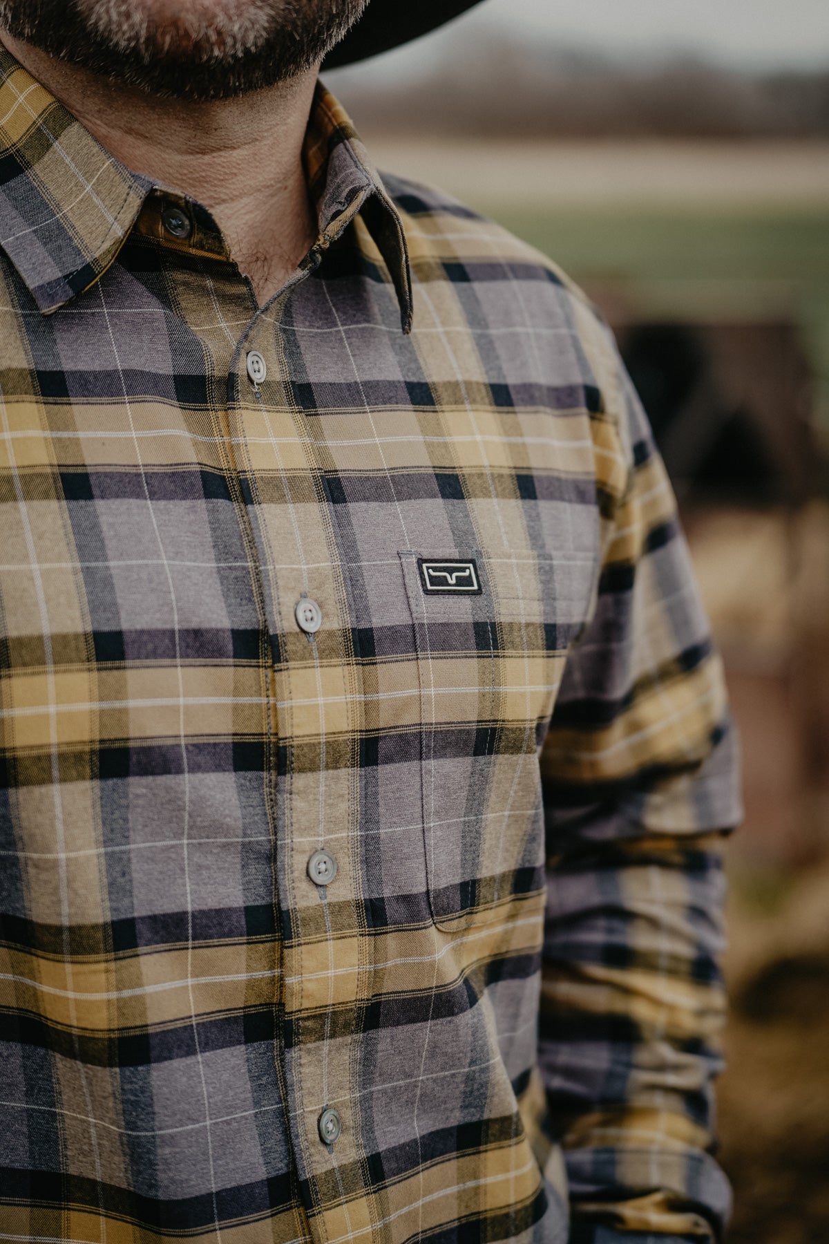 'Twin Peaks' Men's Plaid Flannel by Kimes Ranch (Gold/Charcoal)