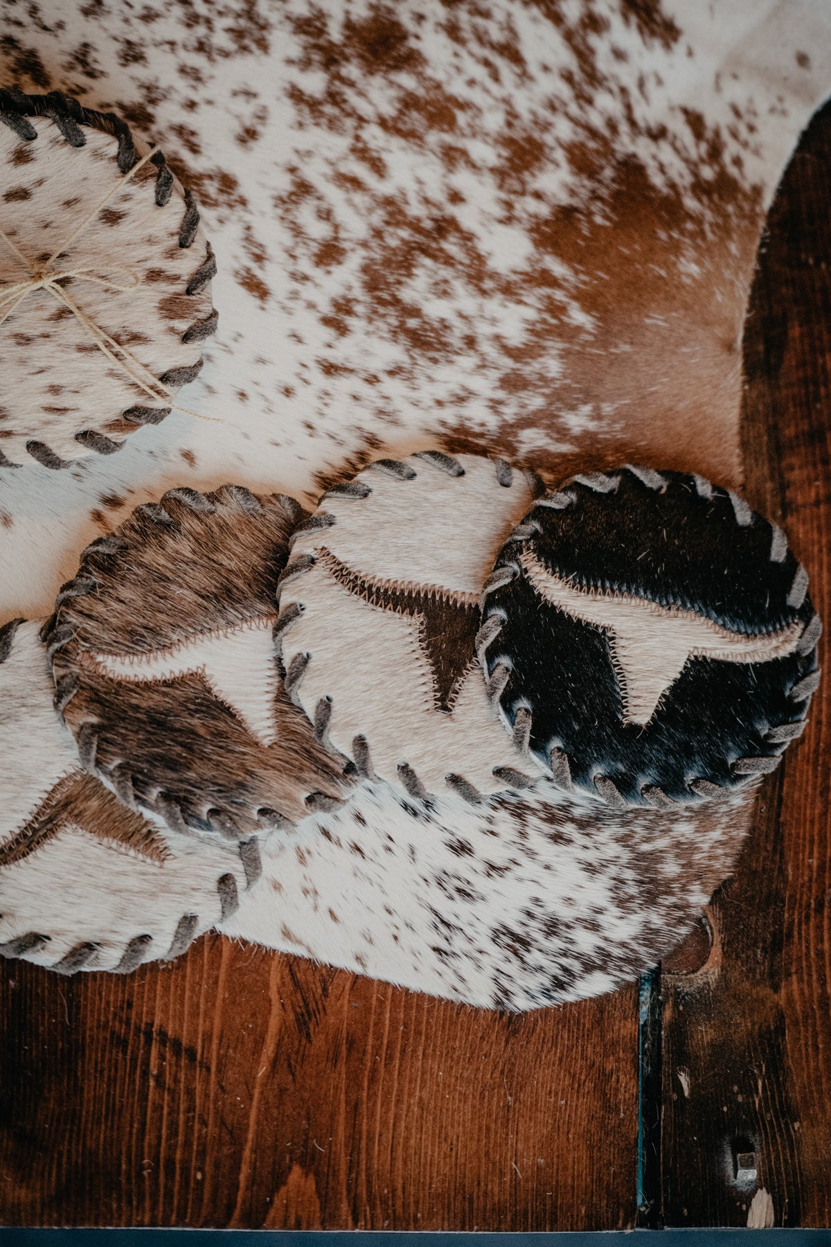 Cowhide Coasters (Various Designs/ Sold as singles)