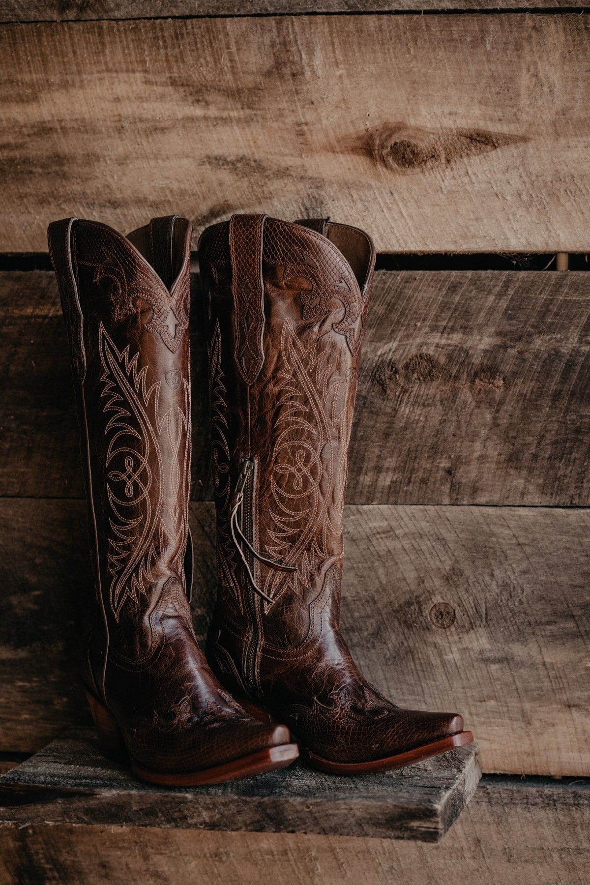 'Geneva' Ariat Tall Western Boot with Calf Stretch Fit {Rye Brown}