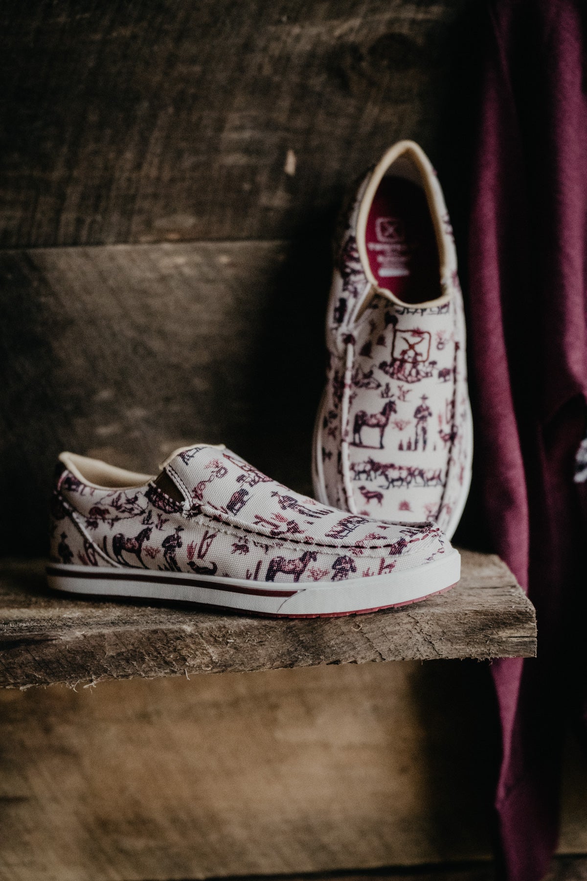 Maroon Western Printed Women's Slip-On Casual Shoe by Twisted X (1 Size 5.5 Only)