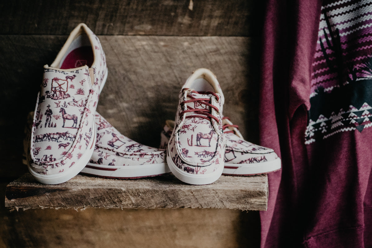 Maroon Western Printed Youth Casual Shoes by Twisted X